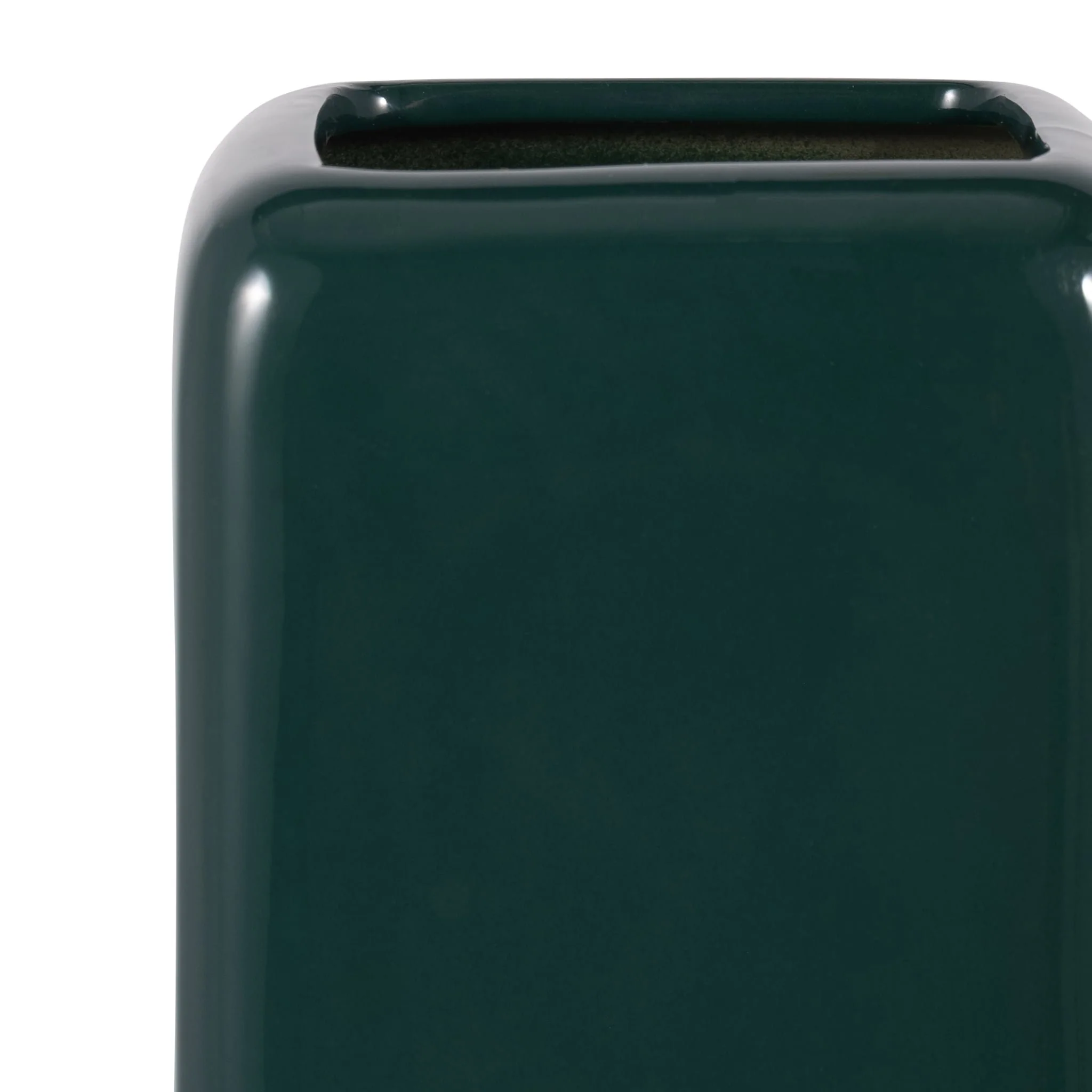 Cer, 18" Squared Grooved Vase, Forest Green - Image 4