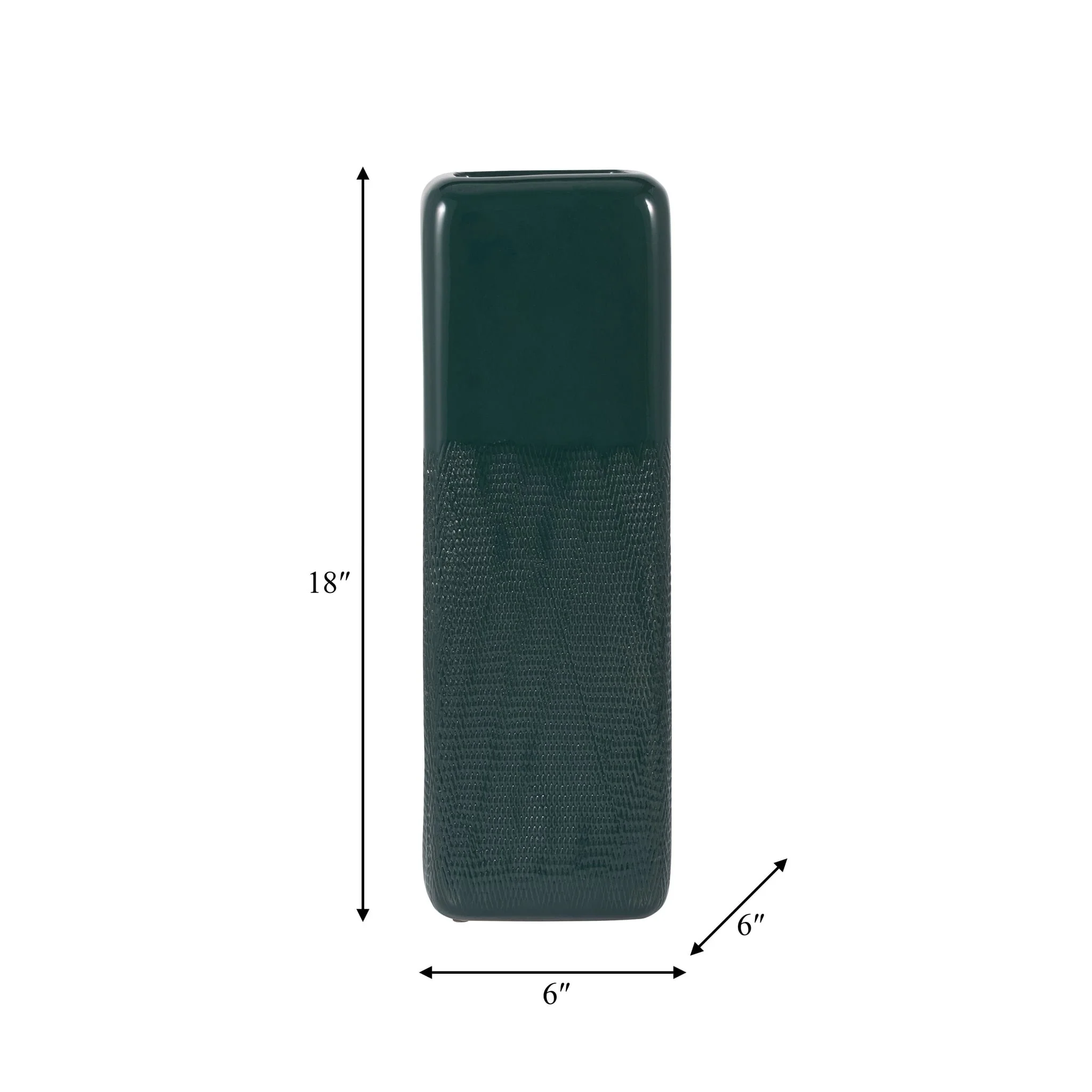 Cer, 18" Squared Grooved Vase, Forest Green - Image 7