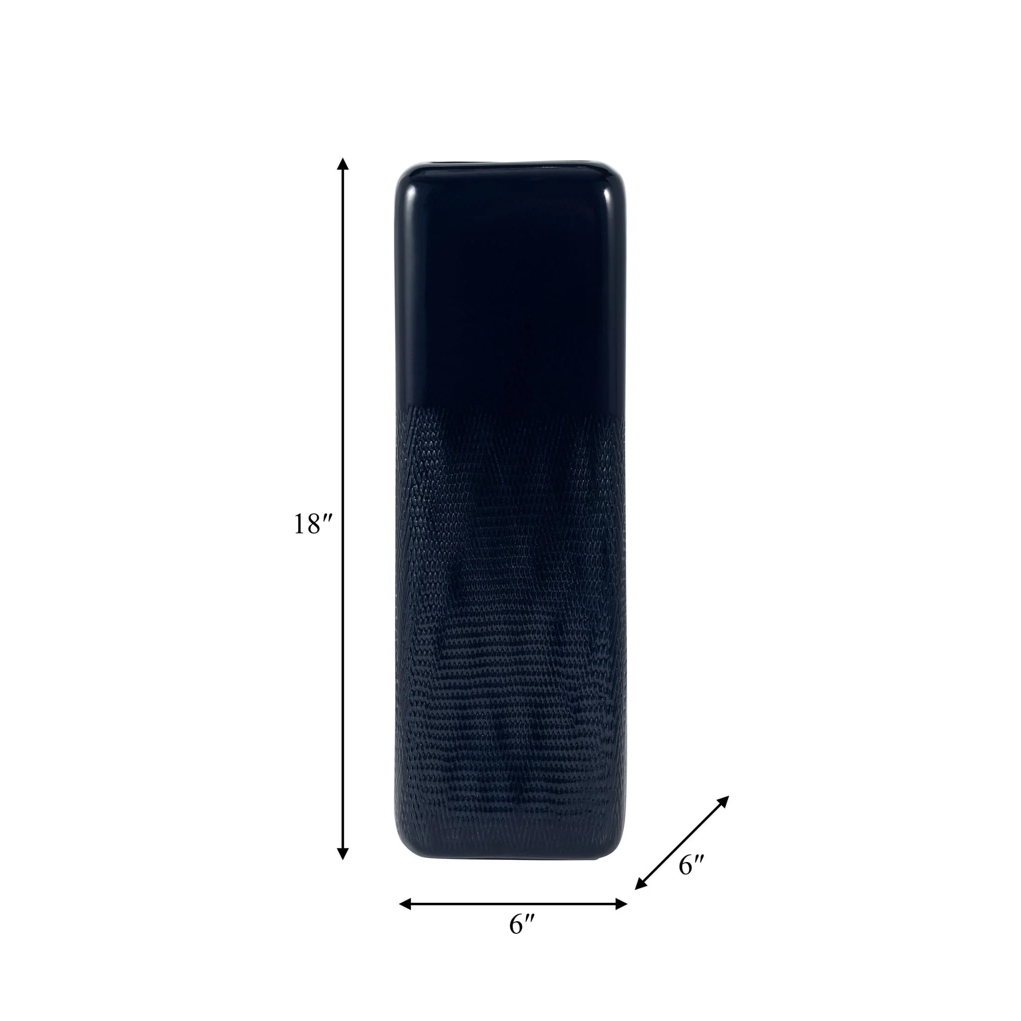 Cer, 18" Squared Grooved Vase, Navy Blue - Image 7