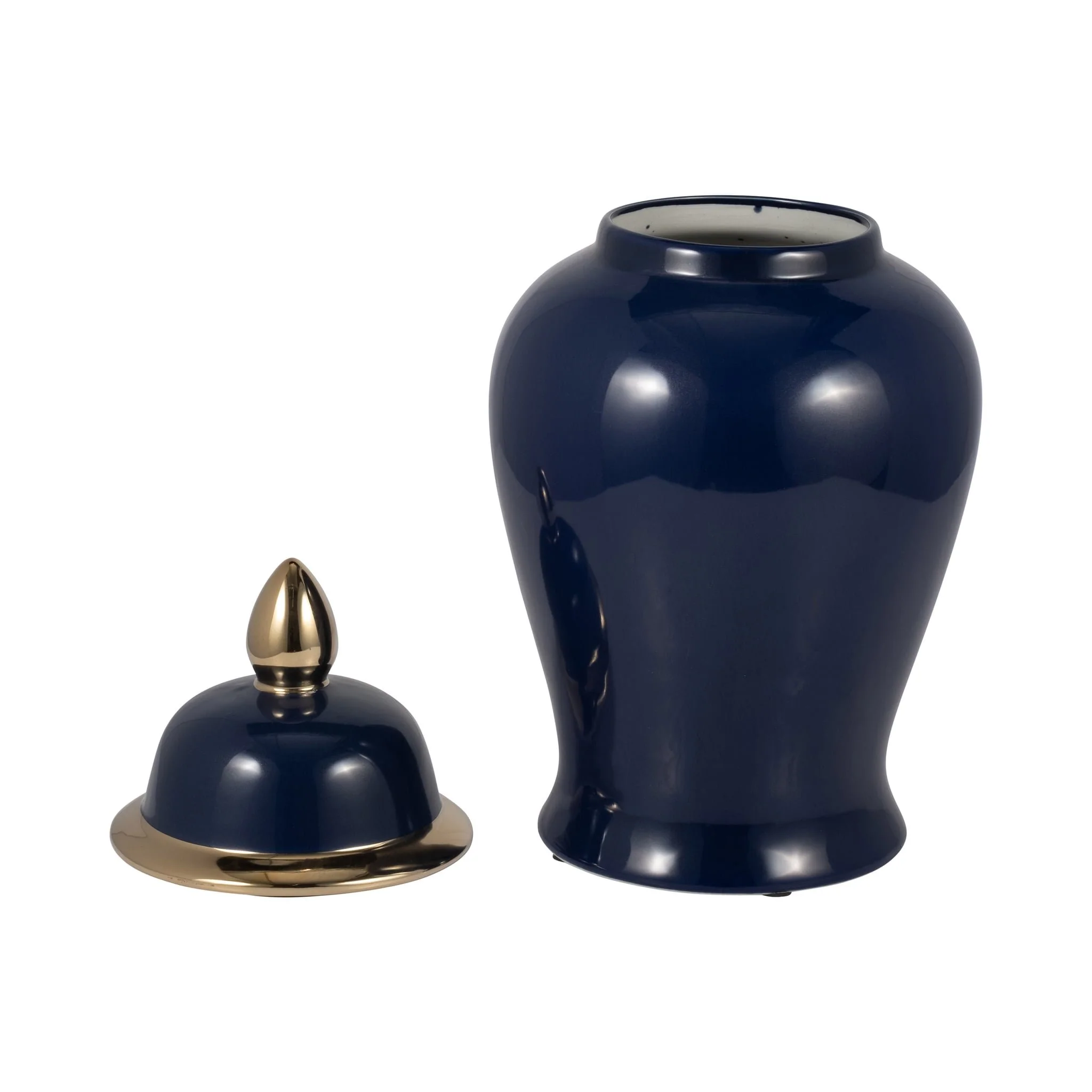 Cer, 18" Temple Jar, Navy/gold - Image 2