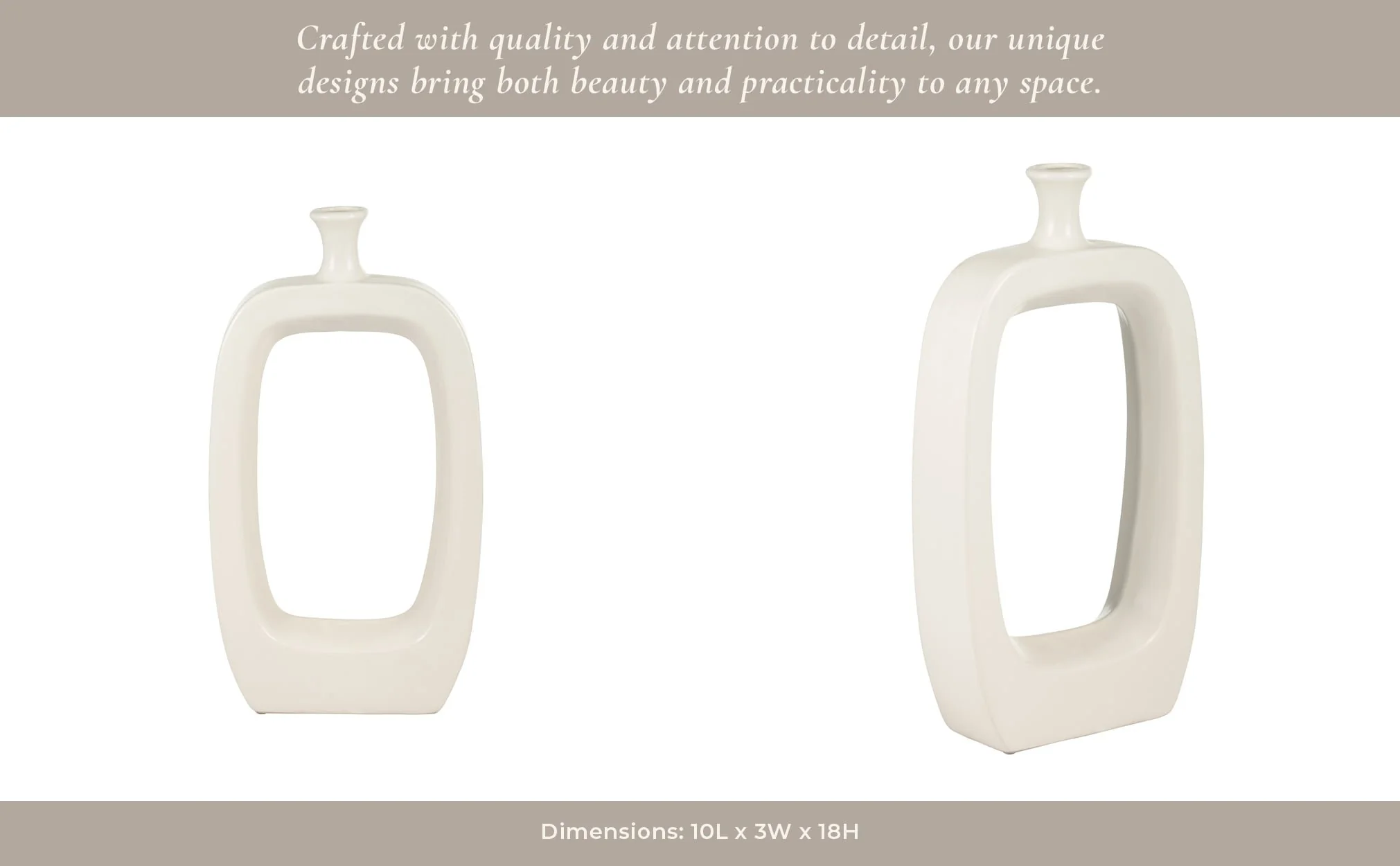 Cer, 18" Vase W/cut-out, Cream - Image 15