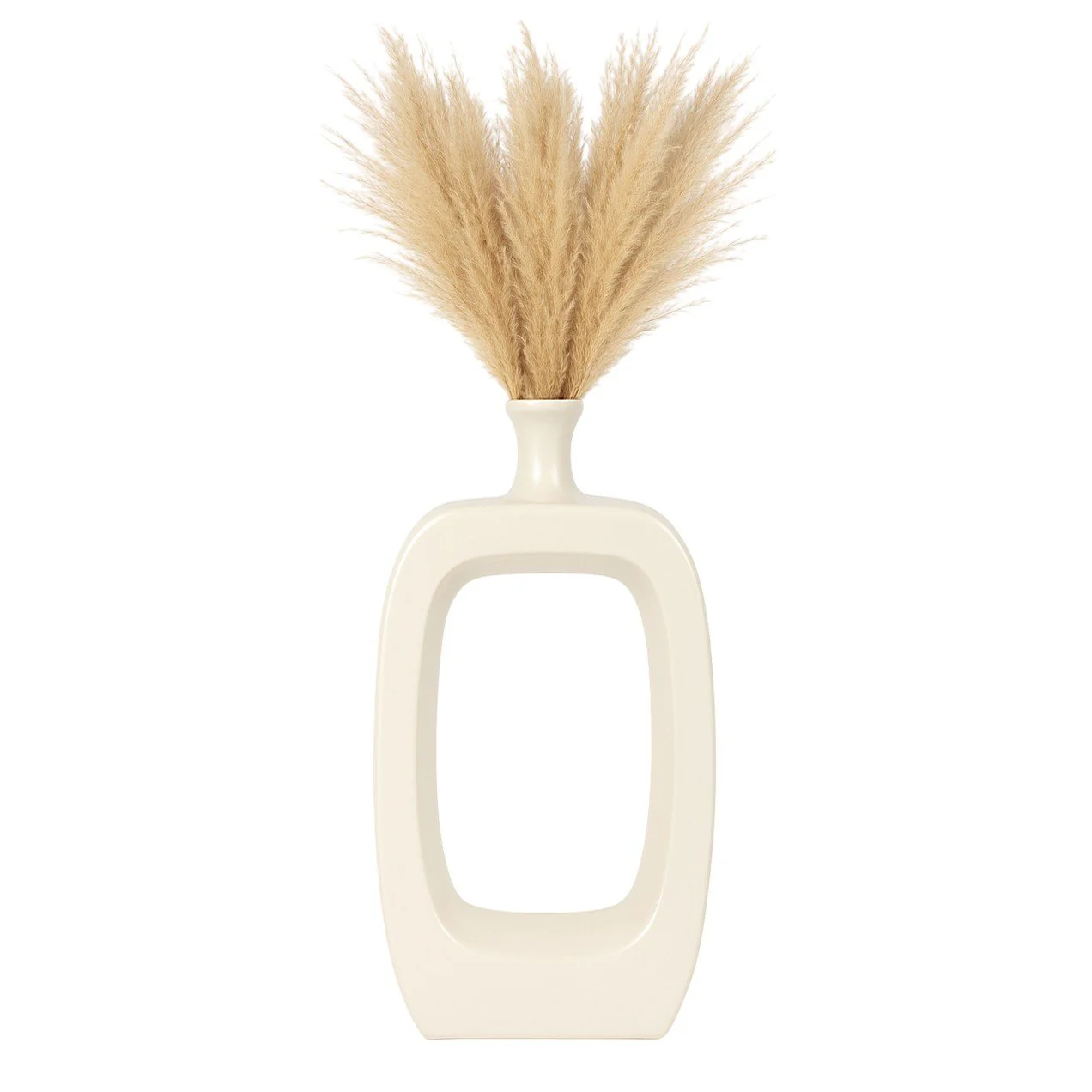 Cer, 18" Vase W/cut-out, Cream - Image 2