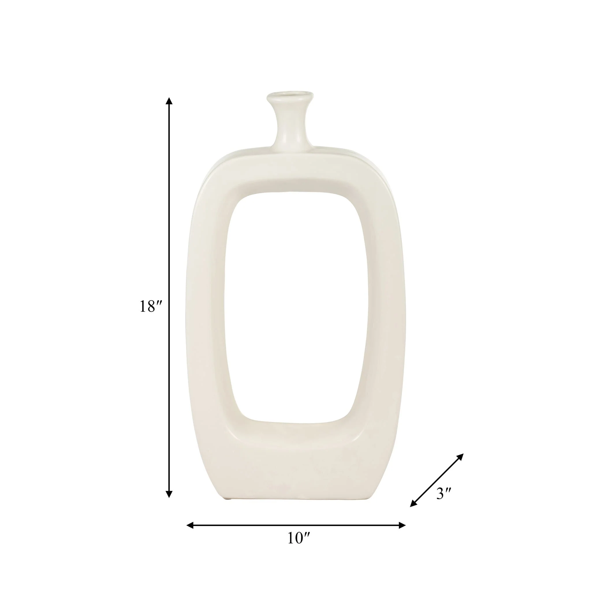 Cer, 18" Vase W/cut-out, Cream - Image 9