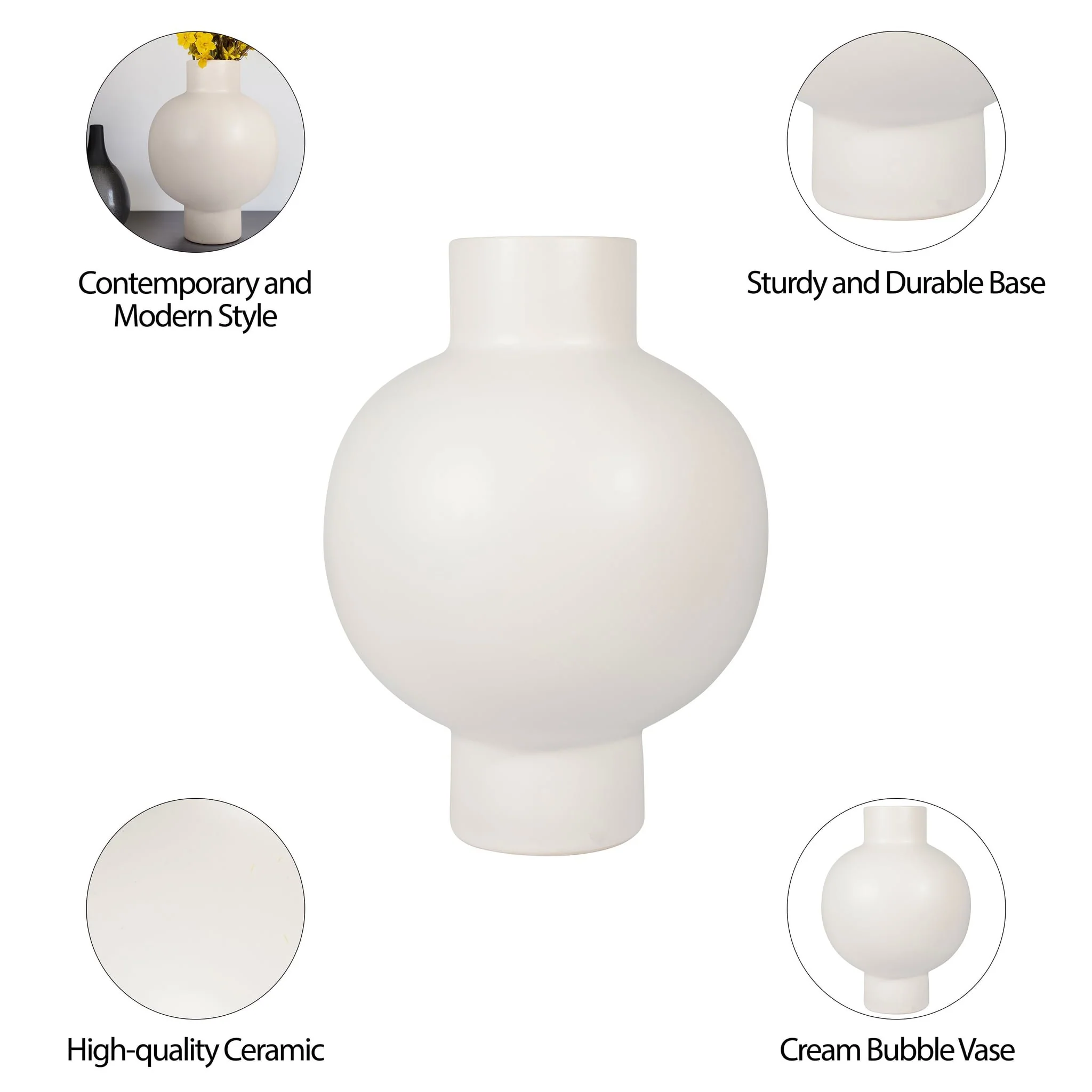 Cer, 18"h Bubble Vase, Creme - Image 9
