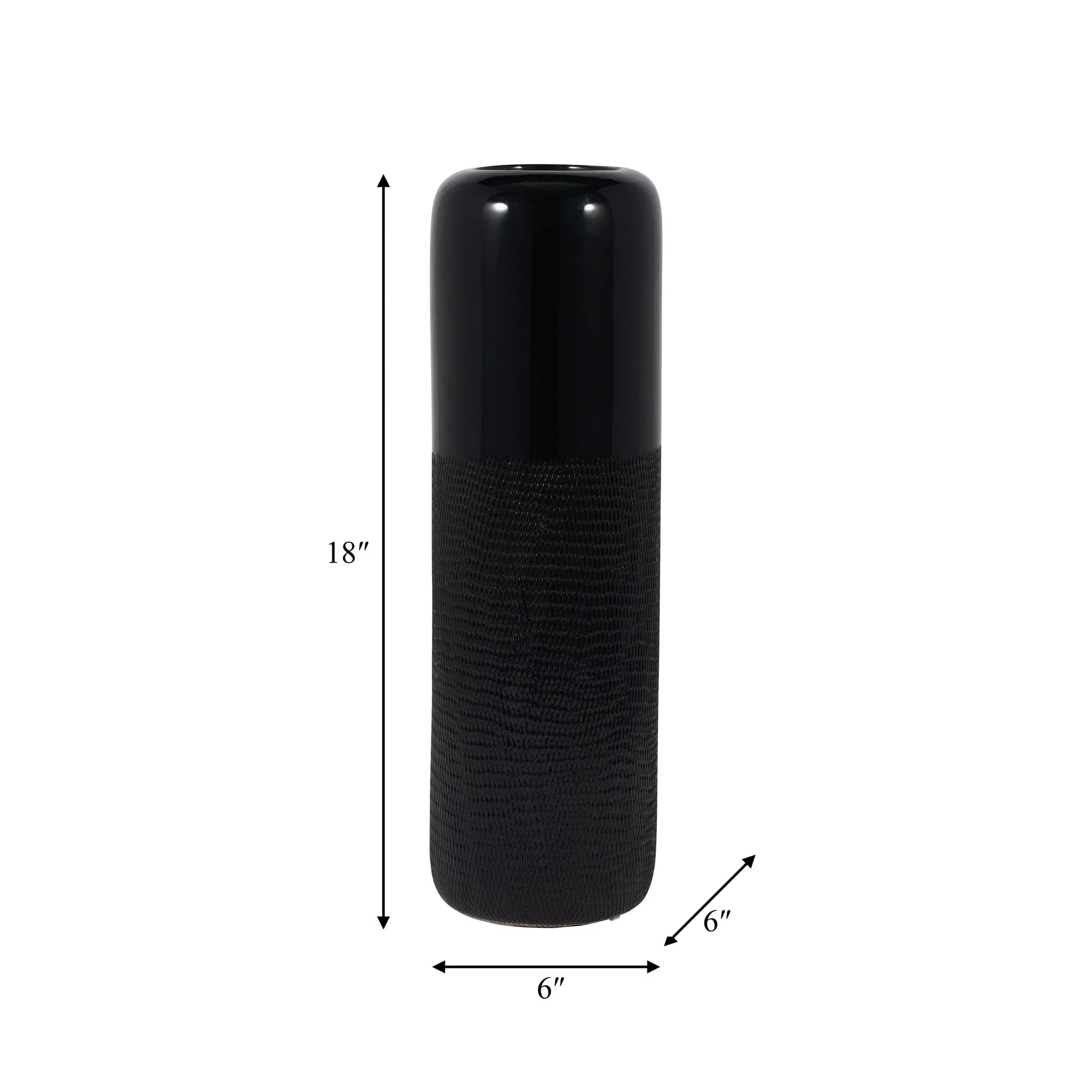 Cer, 18"h Grooved Vase, Black - Image 7