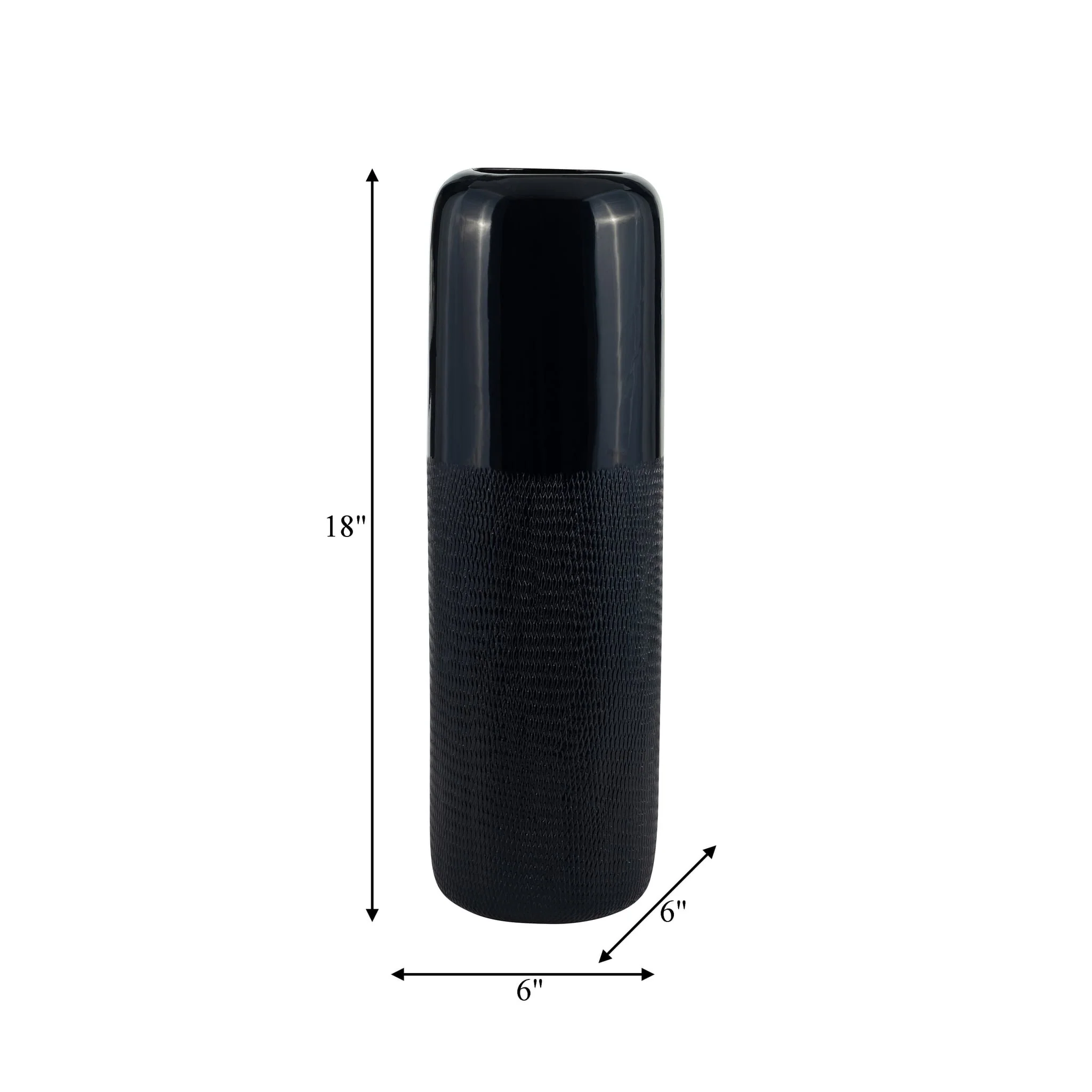 Cer, 18"h Grooved Vase, Navy Blue - Image 6