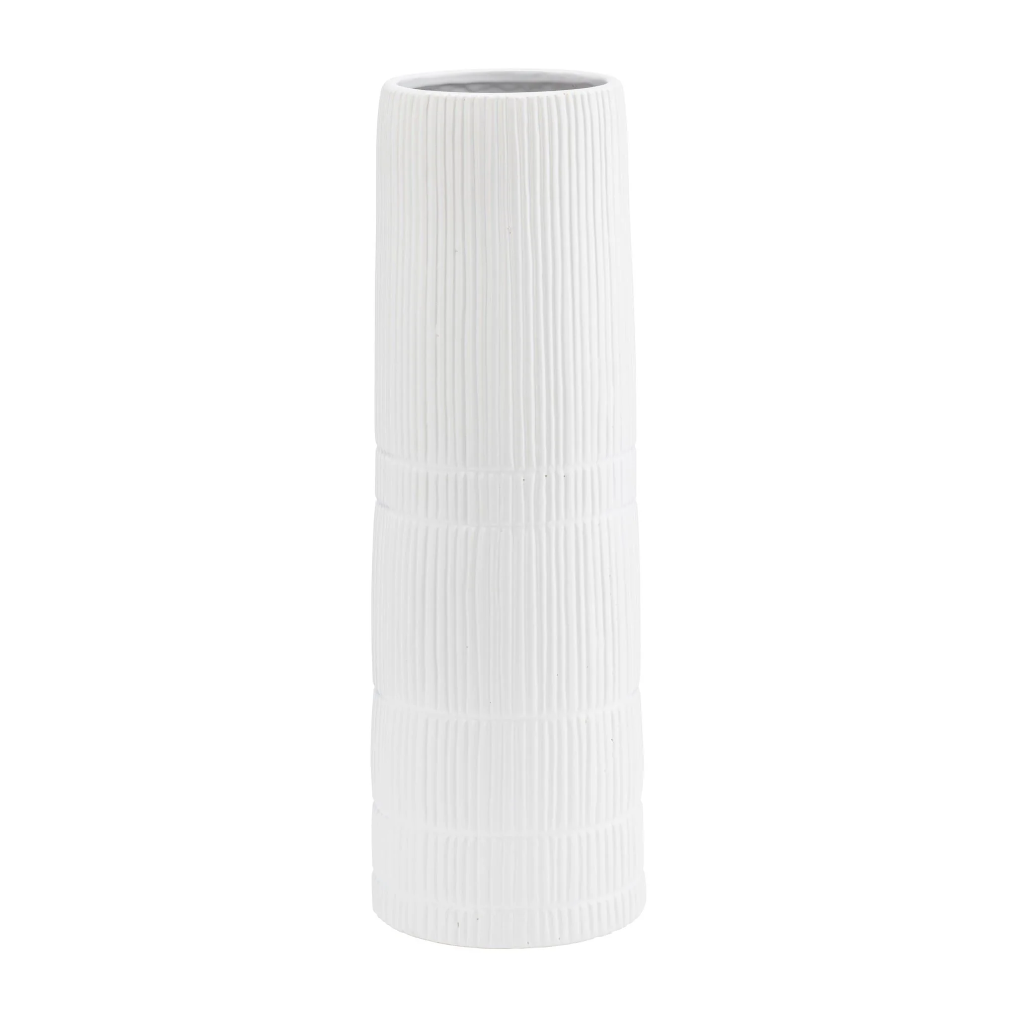 Cer, 18"h Lined Cylinder Vase, White - Image 3