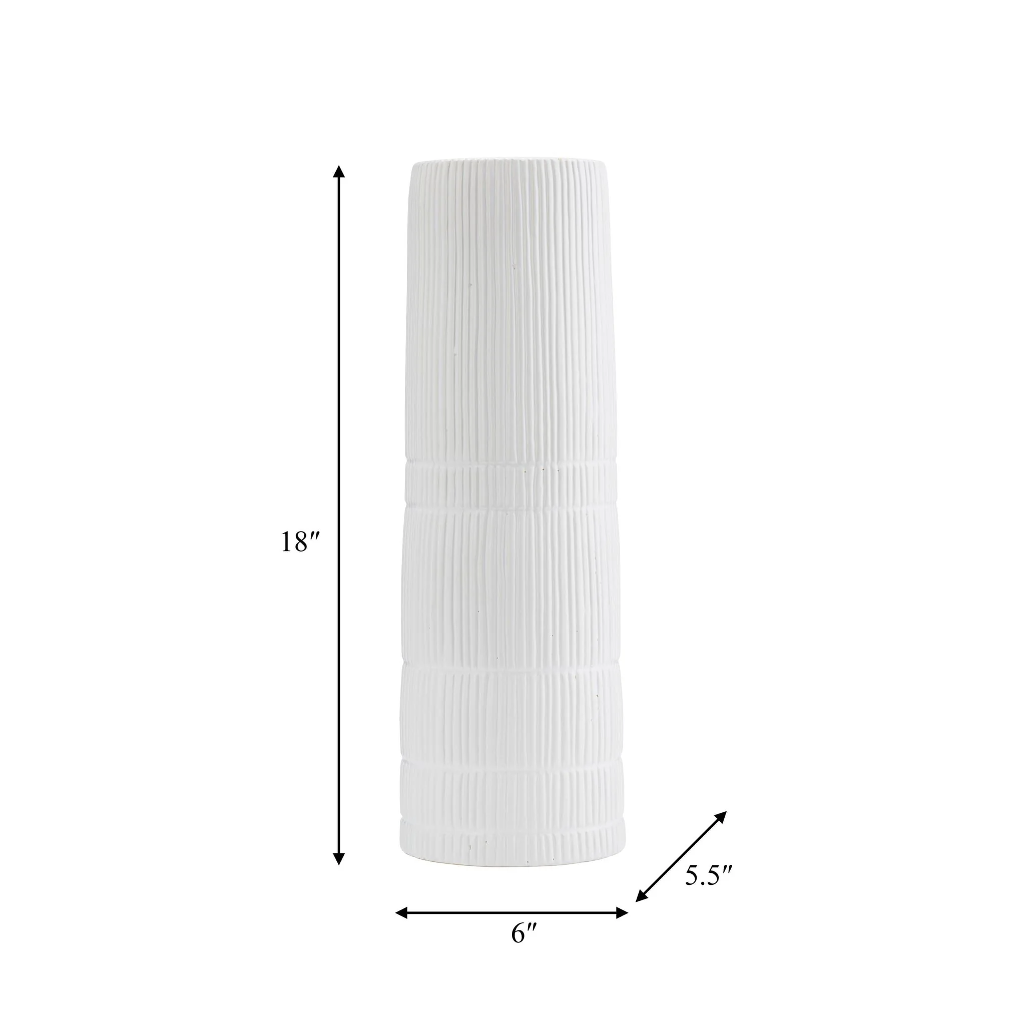 Cer, 18"h Lined Cylinder Vase, White - Image 8