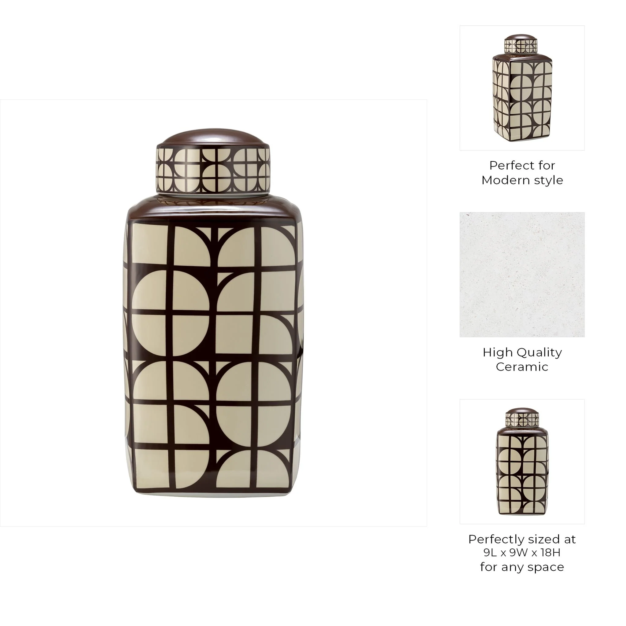 Cer, 18"h Square Jar W/ Lid, Java/cotton - Image 7