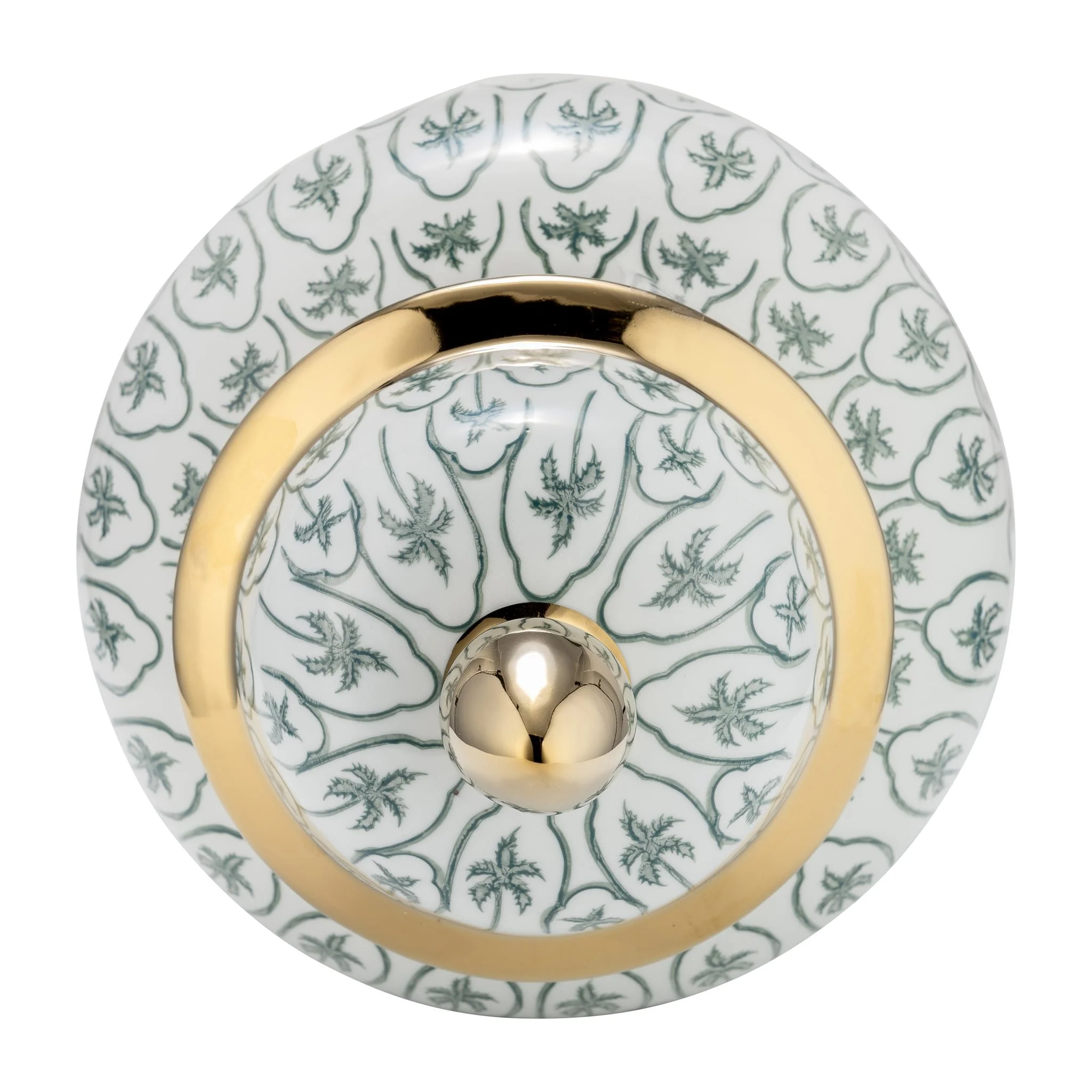 Cer, 18"h Temple Jar, Green/gold - Image 6
