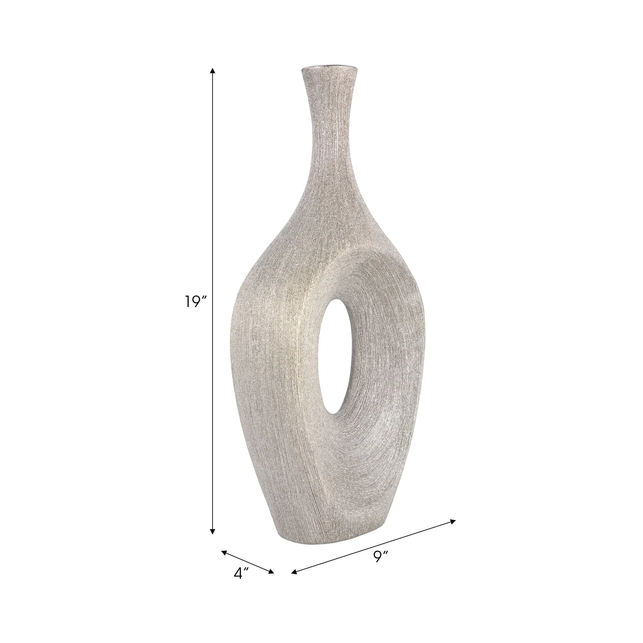 Cer, 19" Beaded Open Cut Vase, Silver - Image 8