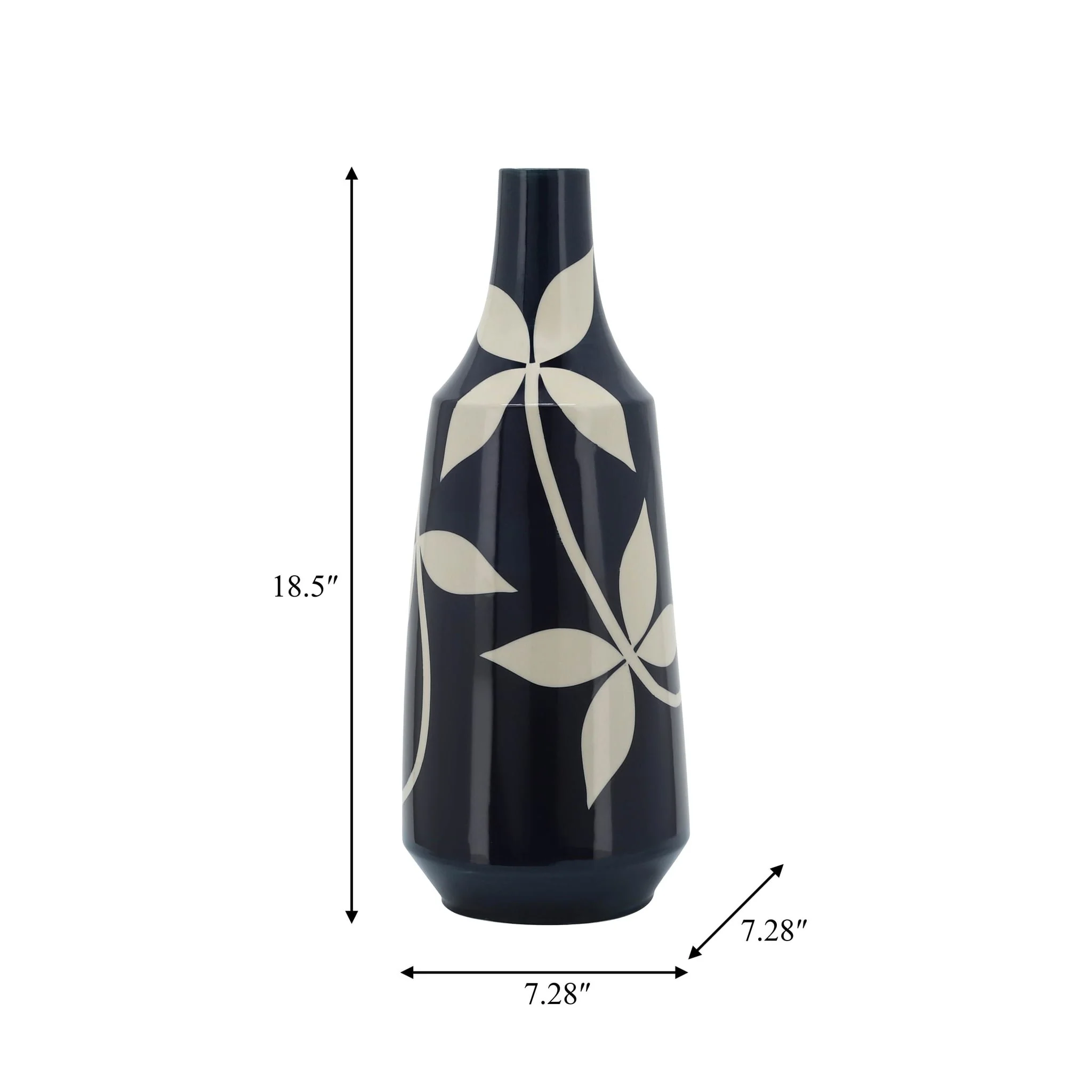 Cer,  19" Leaf Vase, Blue - Image 8