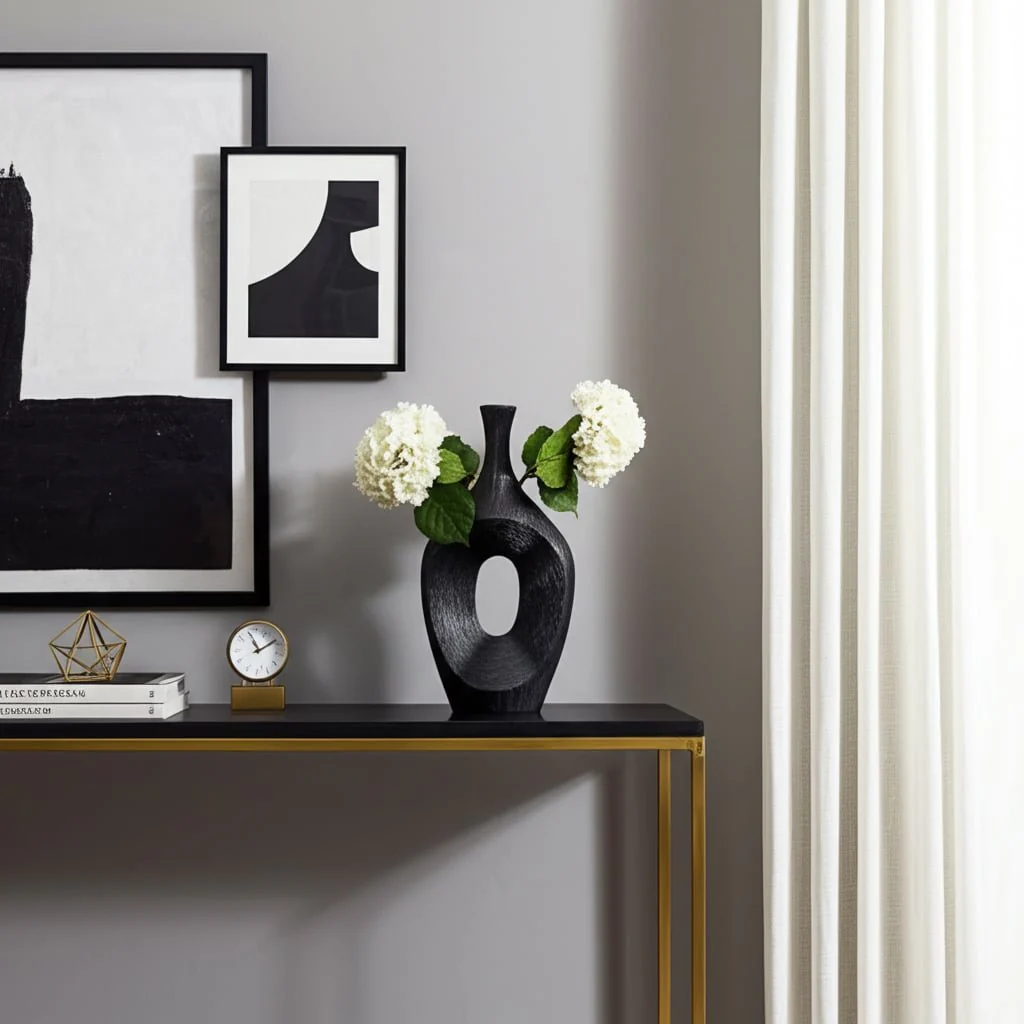 Cer, 19" Scratched Open Cut Vase, Black - Image 11
