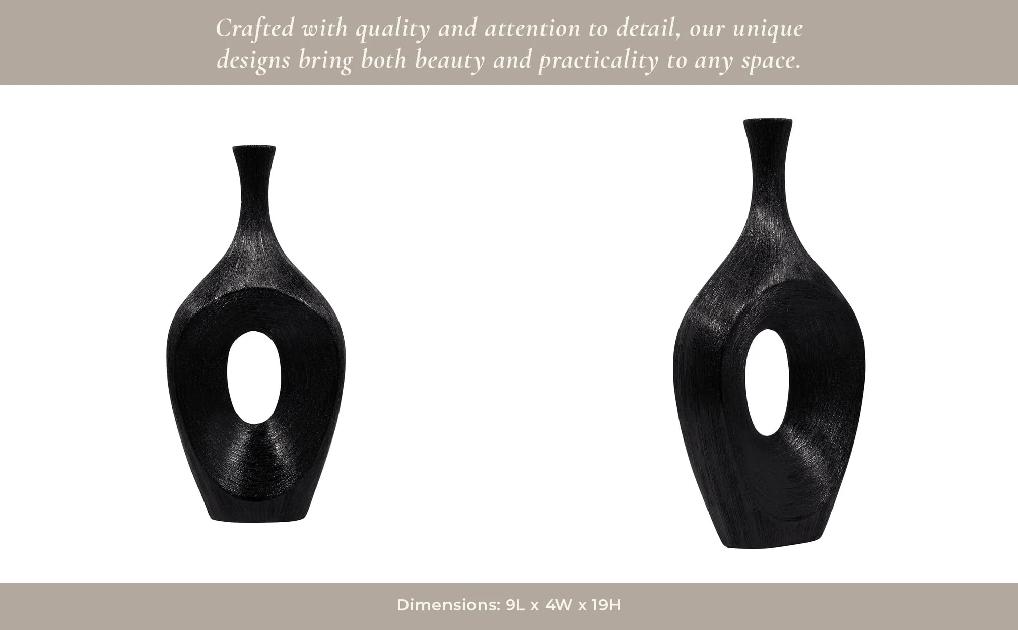Cer, 19" Scratched Open Cut Vase, Black - Image 14