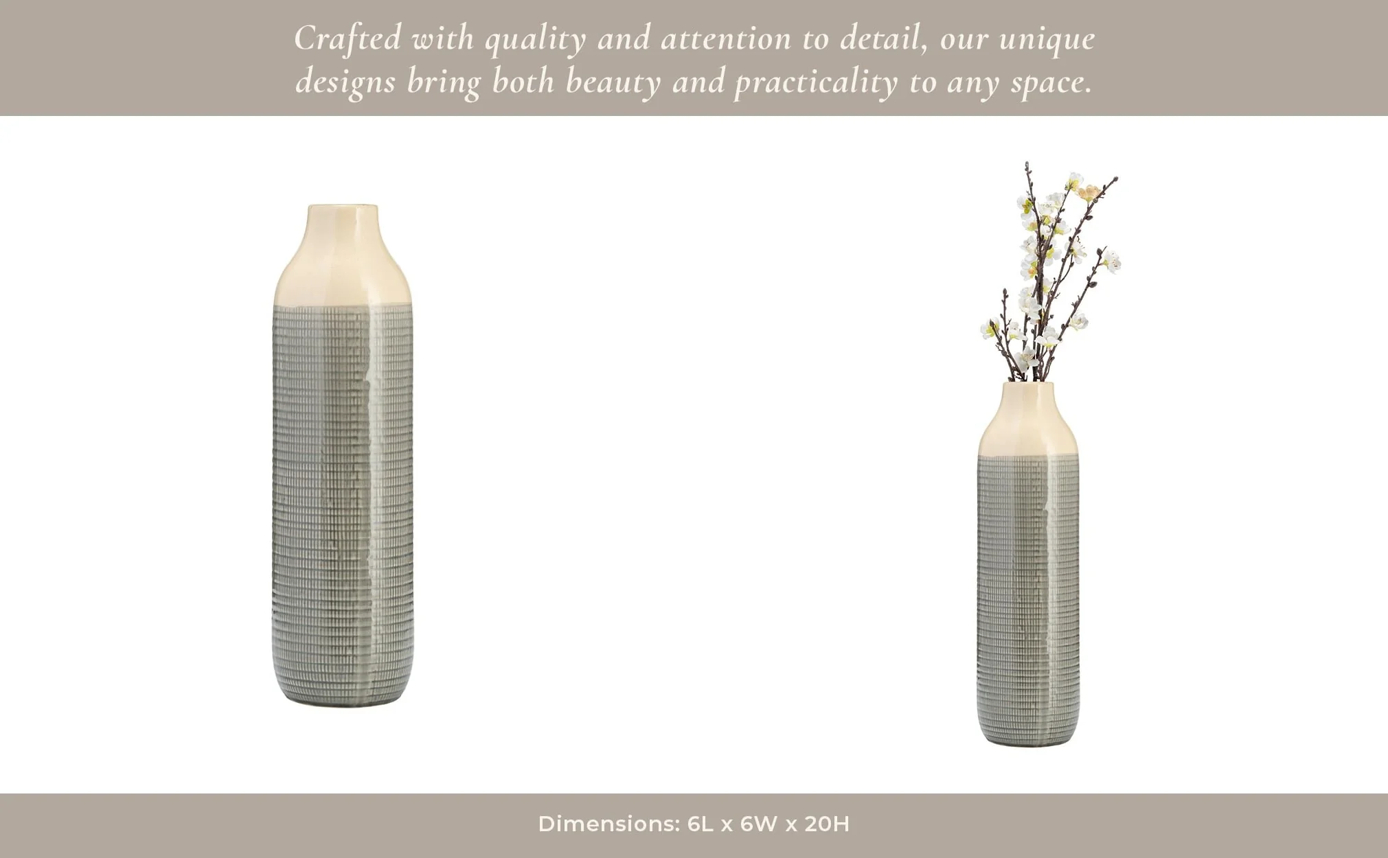 Cer, 20"h 2-tone Vase, Green - Image 10