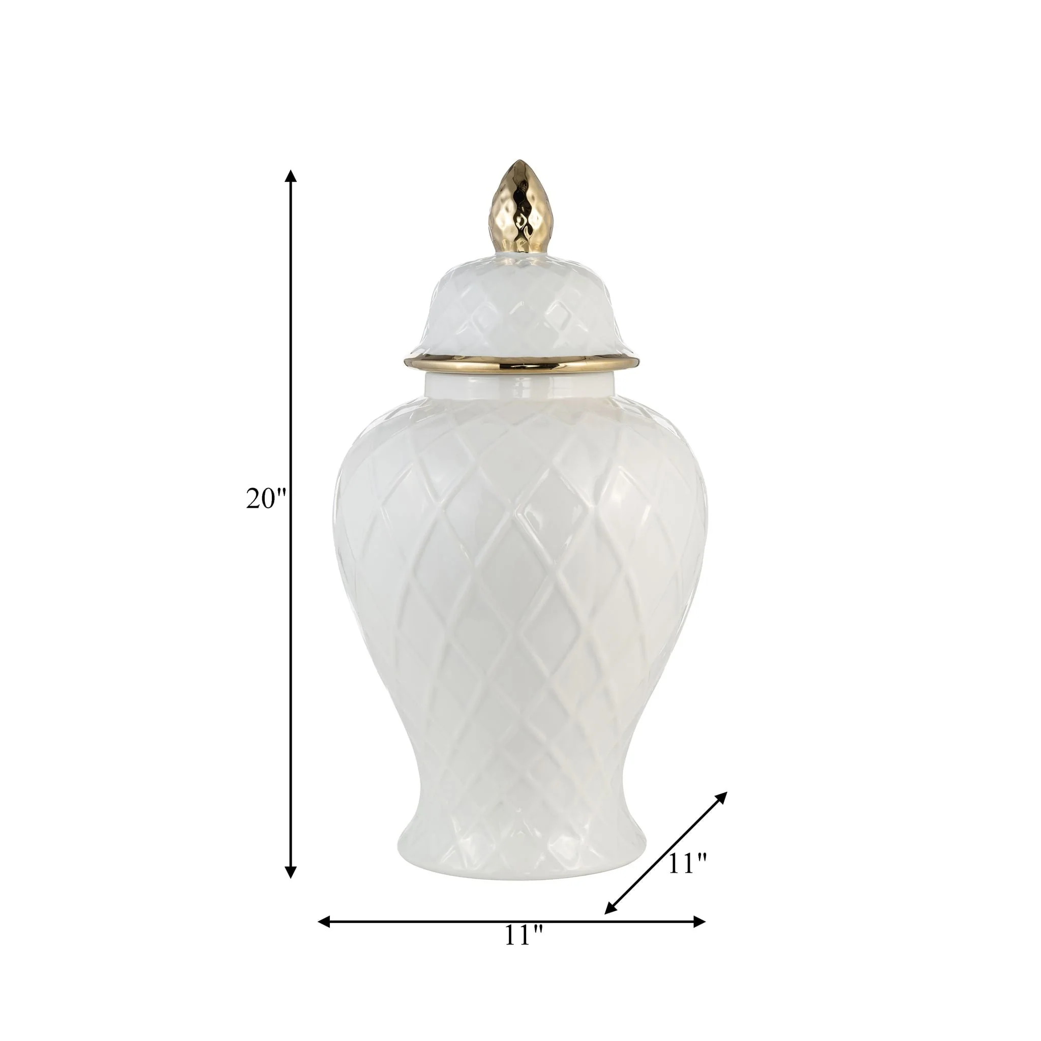 Cer, 20"h Rope Temple Jar, White/gold - Image 5