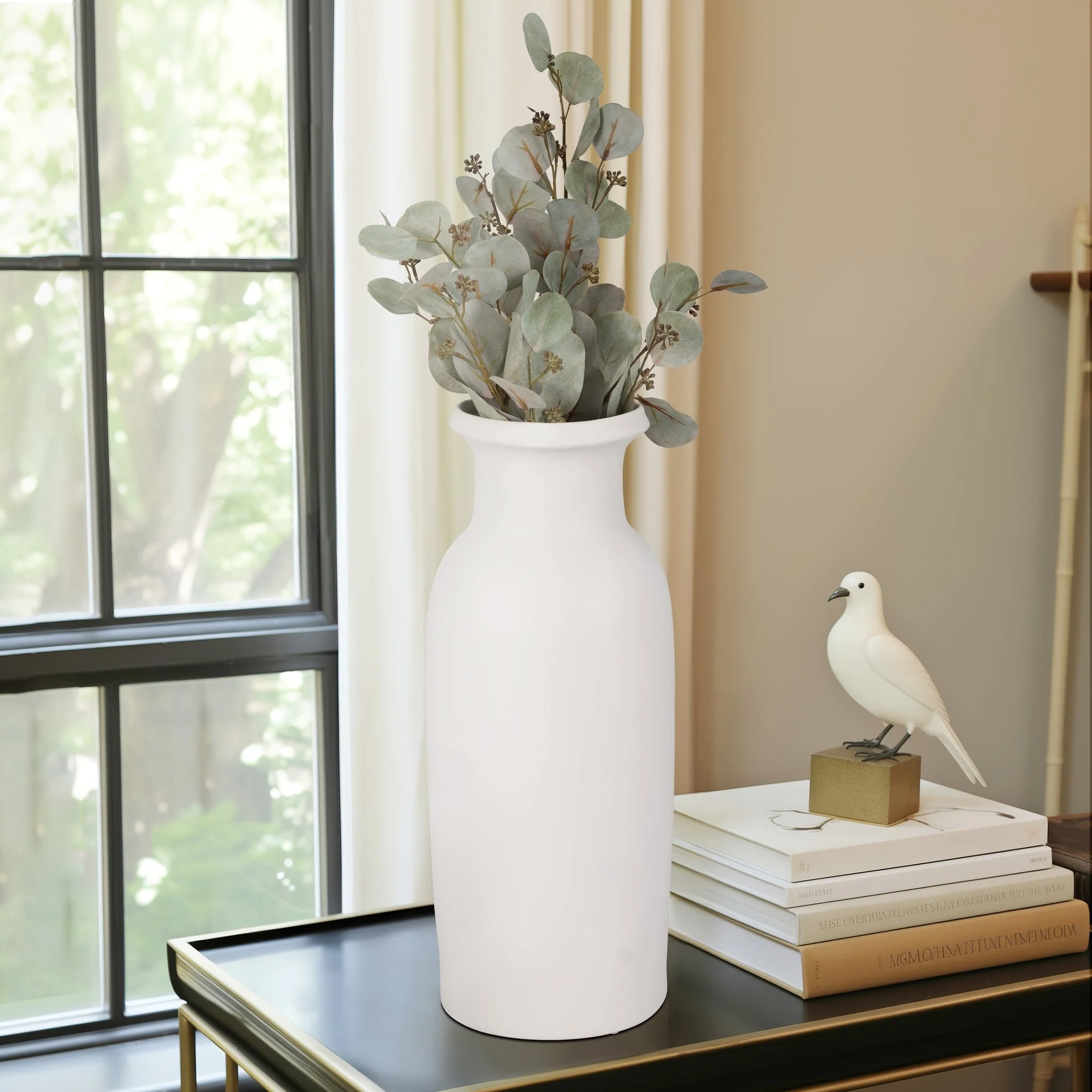 Cer, 20"h Tall Slim Vase, White - Image 9