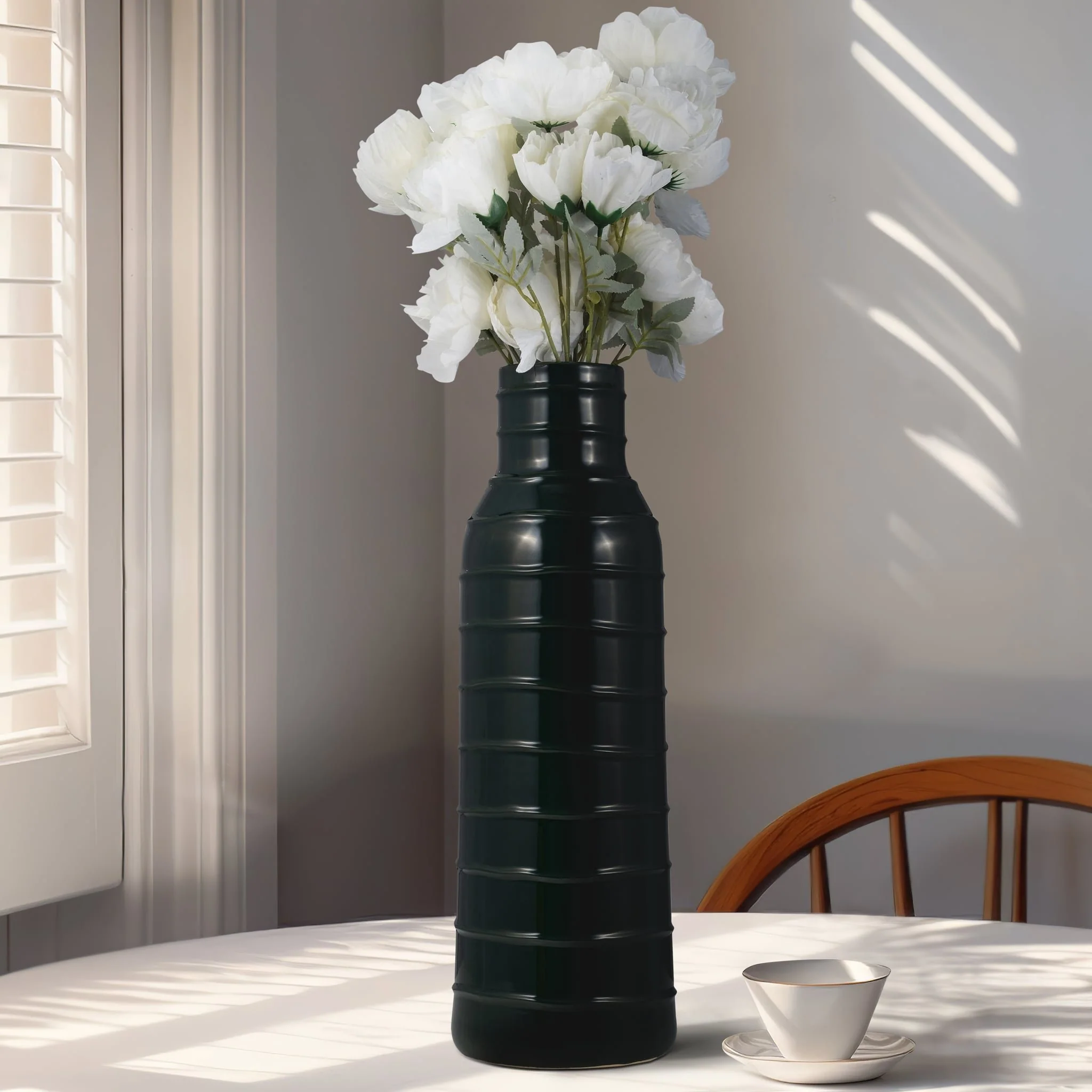 Cer, 20"h Tribal Vase, Forest Green - Image 9