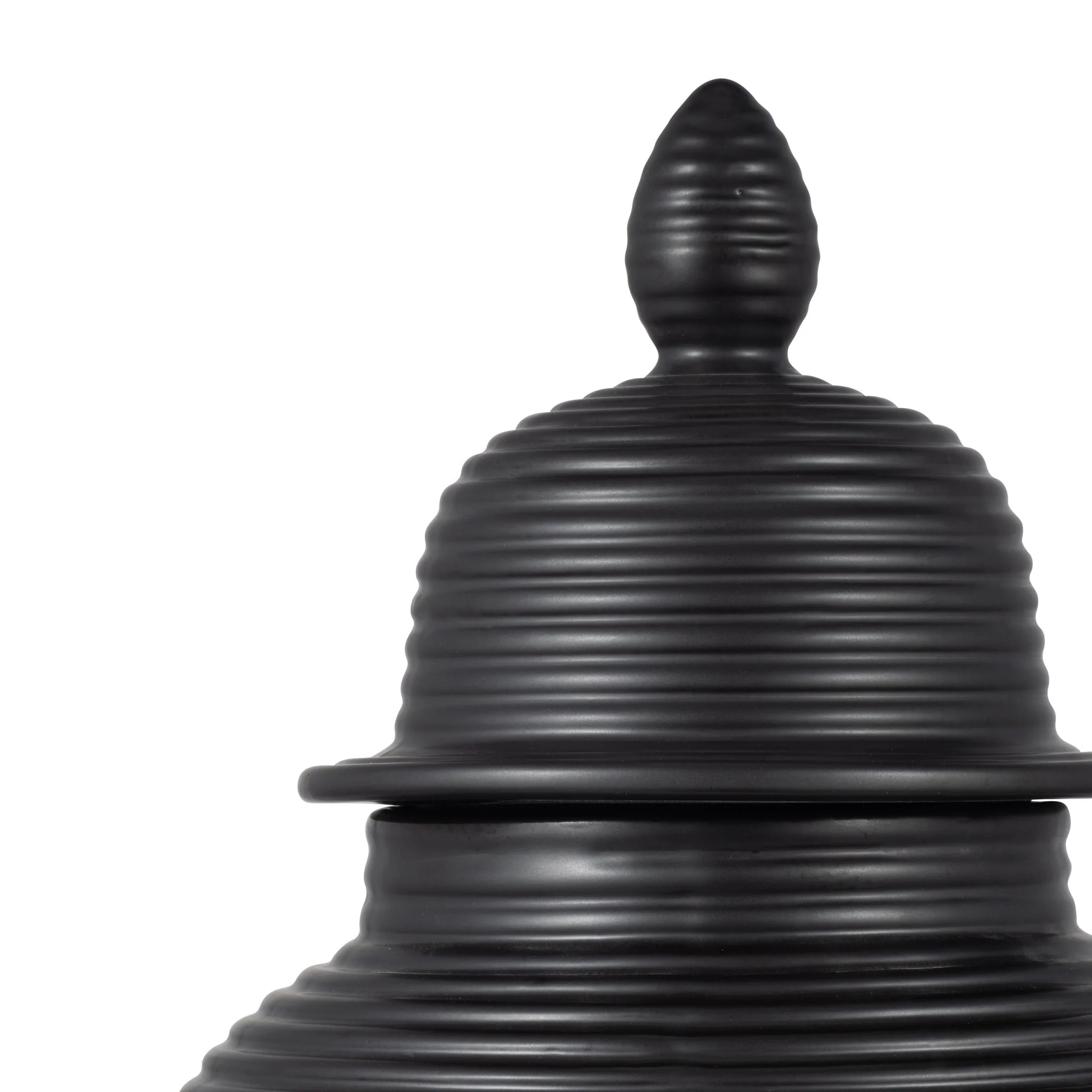 Cer, 24" Ribbed Temple Jar, Black - Image 3