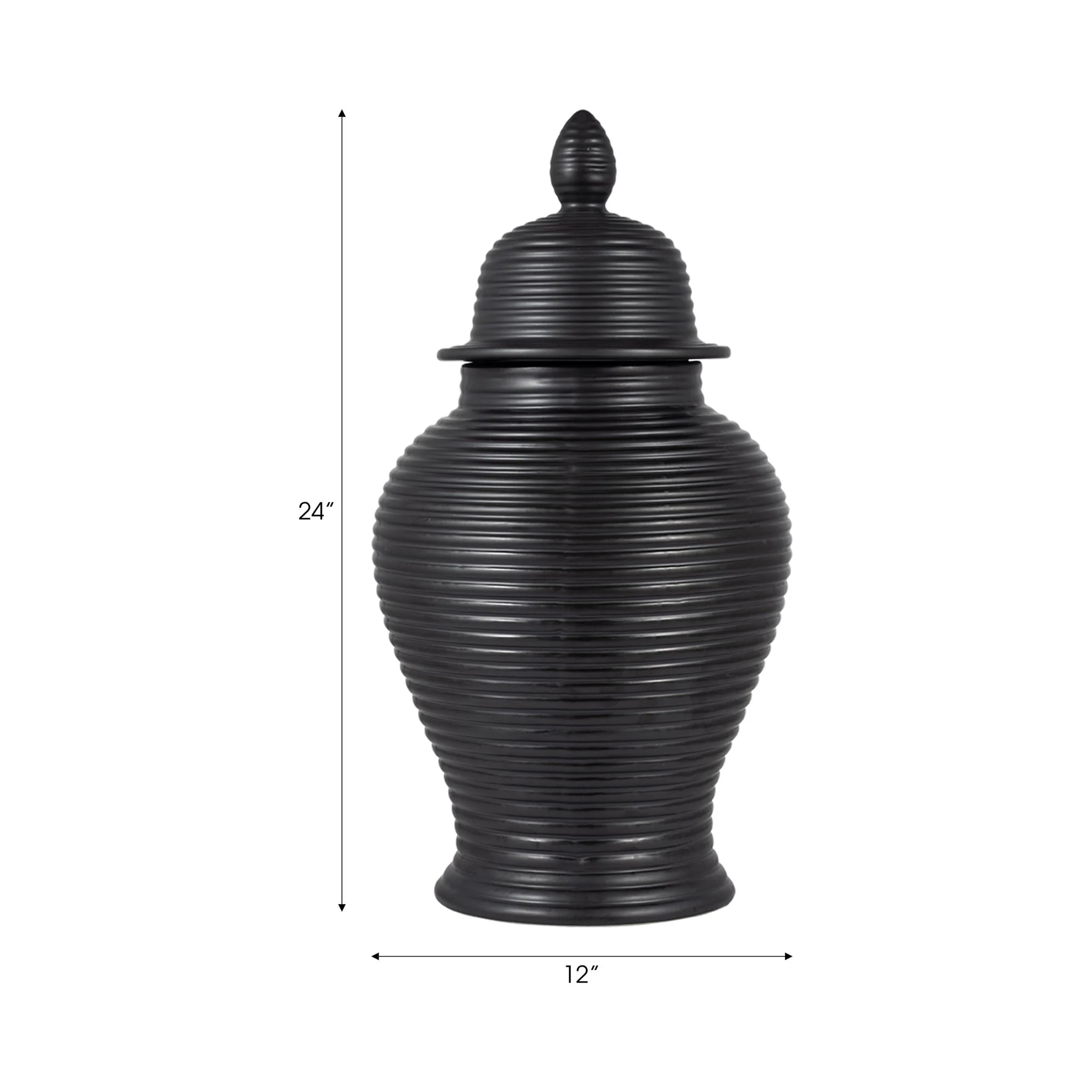 Cer, 24" Ribbed Temple Jar, Black - Image 8