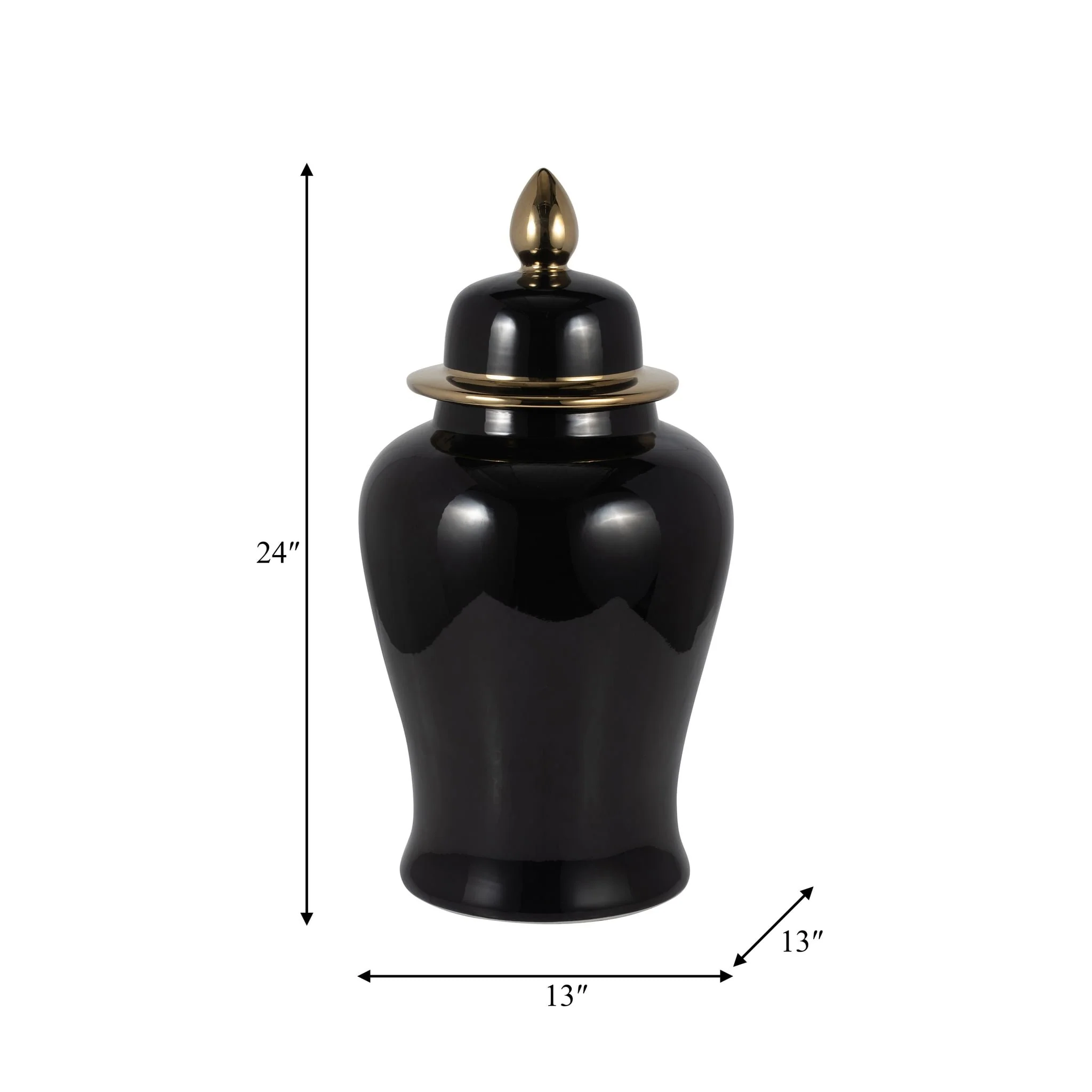 Cer, 24" Temple Jar, Black/gold - Image 8