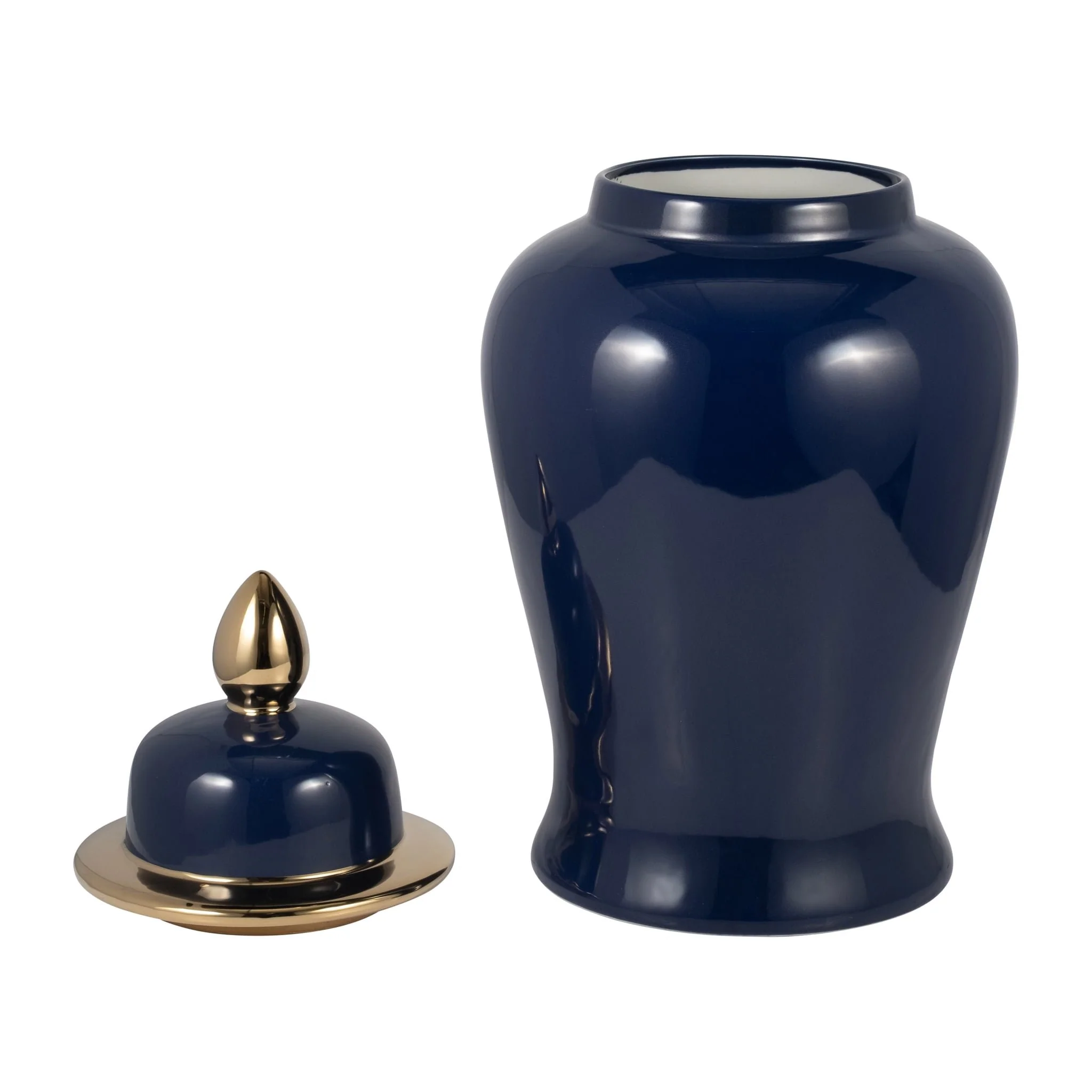 Cer, 24" Temple Jar, Navy/gold - Image 2