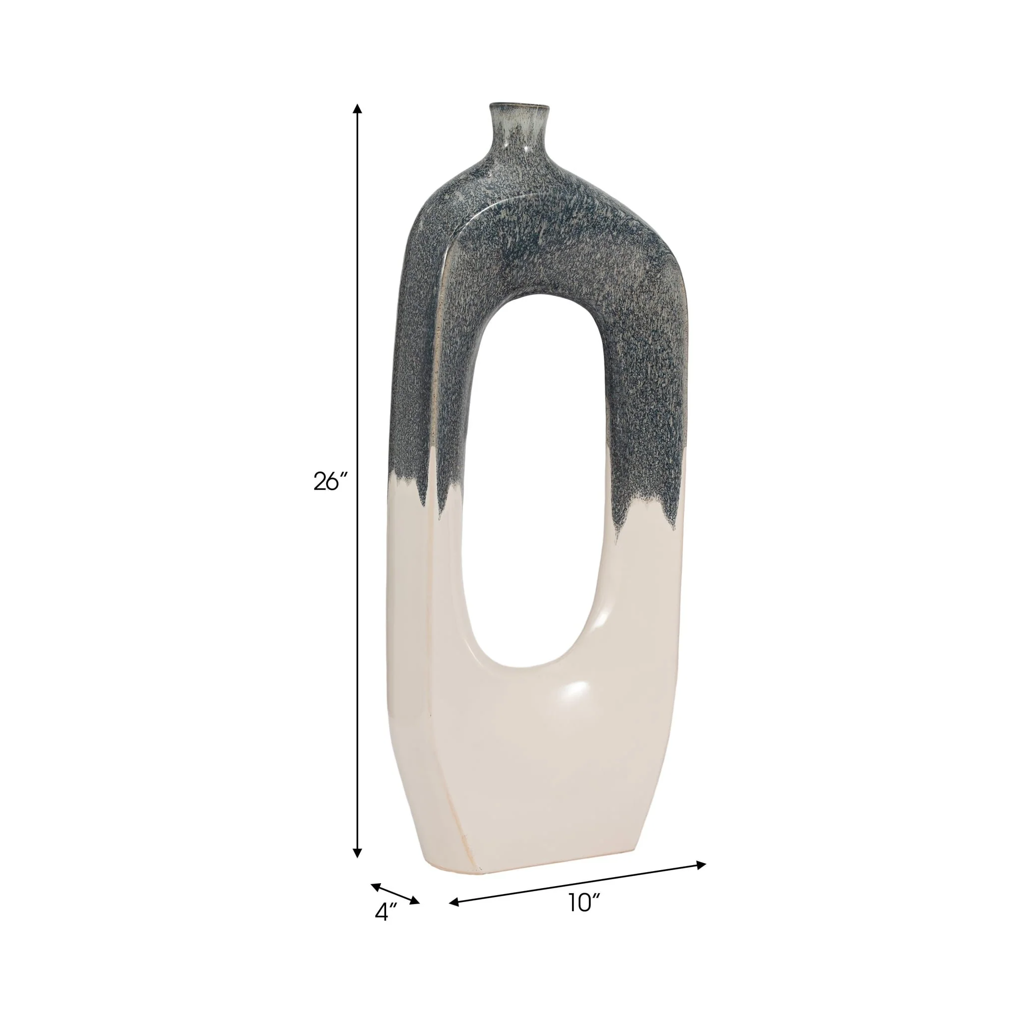 Cer, 26" Curvy Open Cut-out Vase, Blue/white - Image 9