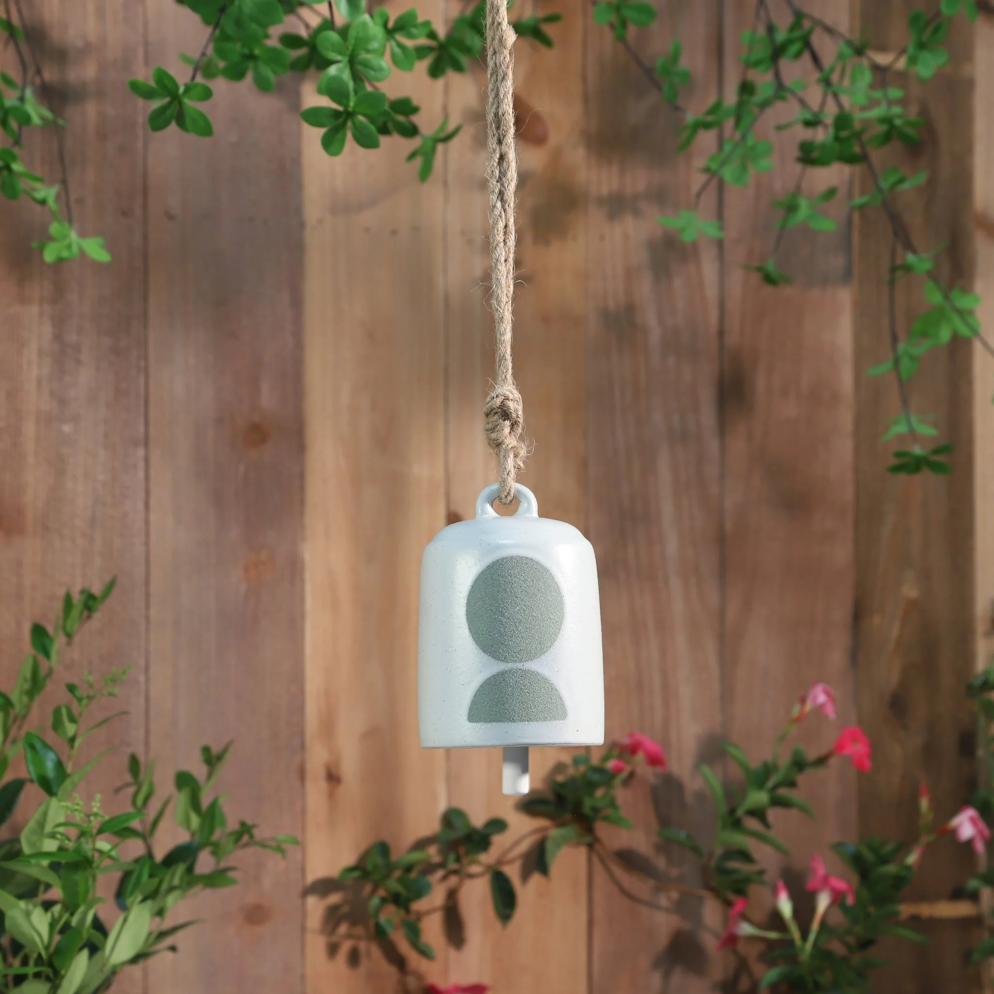 Cer, 4" Hanging Bell Circles, White/green - Image 6