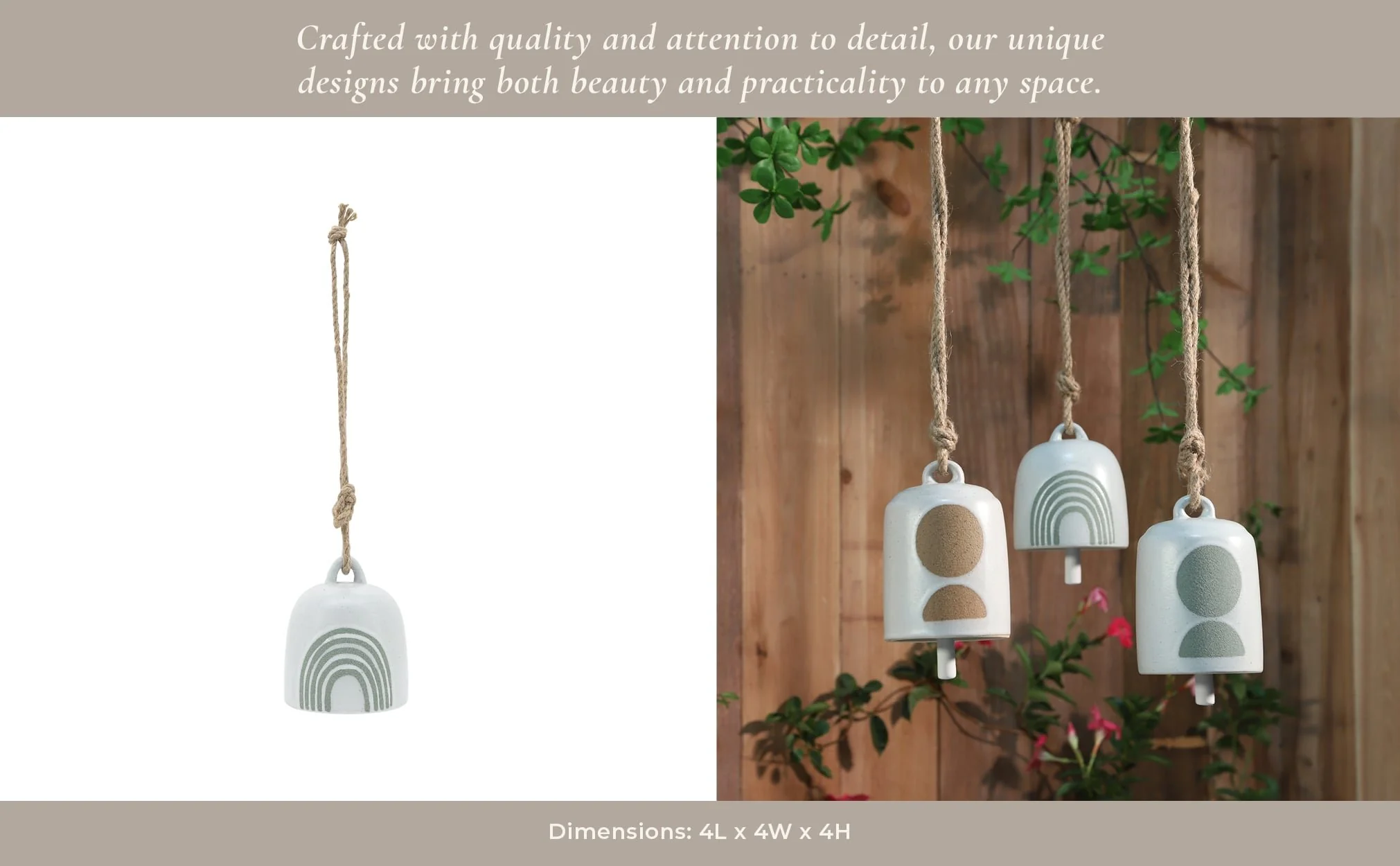 Cer, 4" Hanging Bell Rainbow, White/green - Image 8