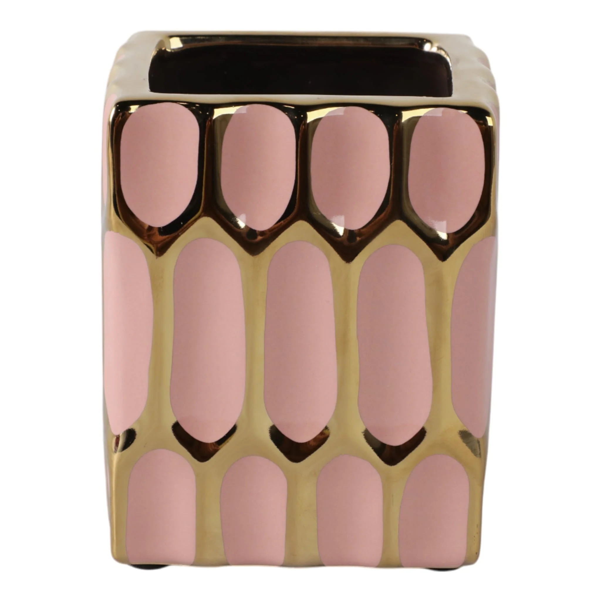 Cer, 4"h Pen Holder, Blush/gold - Image 3