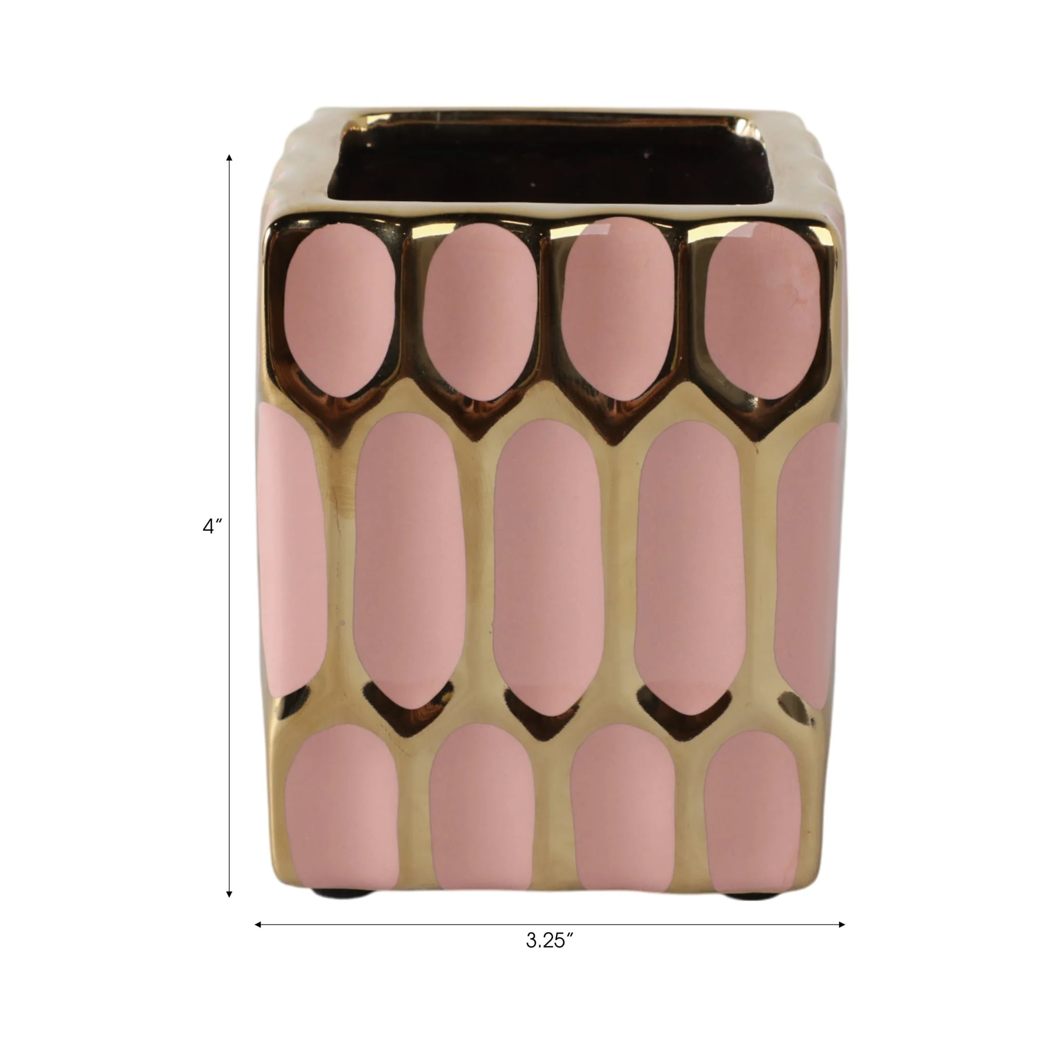 Cer, 4"h Pen Holder, Blush/gold - Image 8