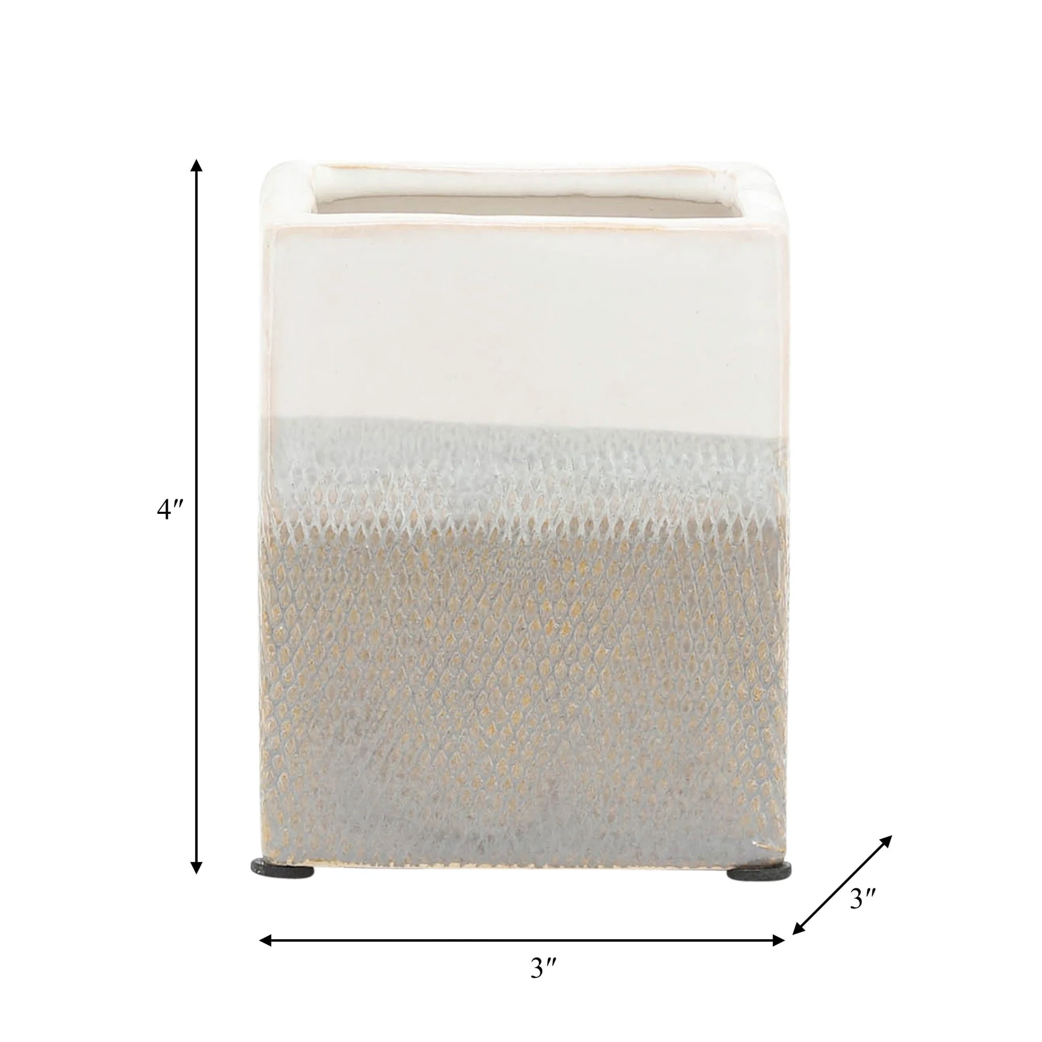 Cer, 4"h Pen Holder, White/gray - Image 8