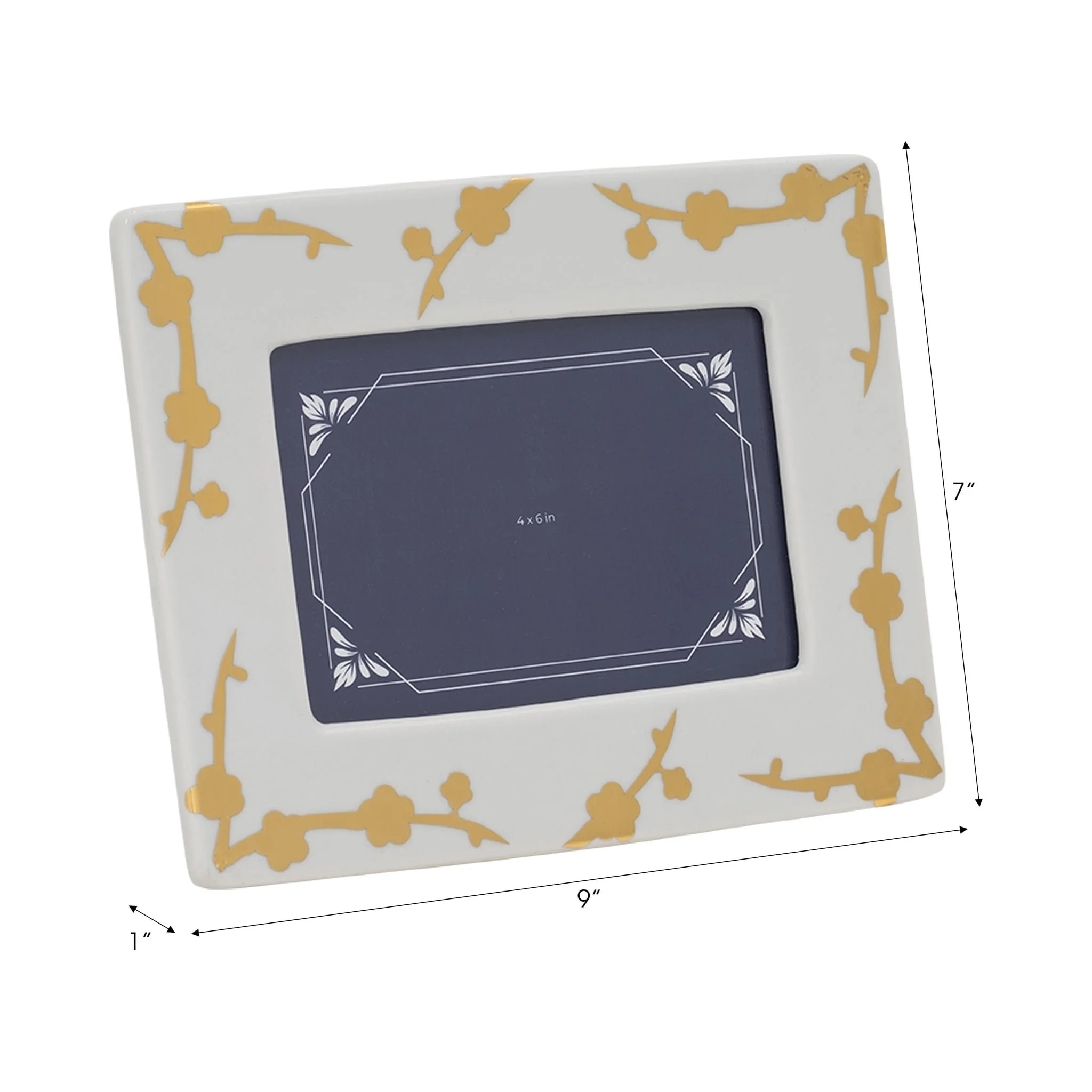 Cer, 4x6 Cherry Blossom Photo Frame, Gold/white - Image 7