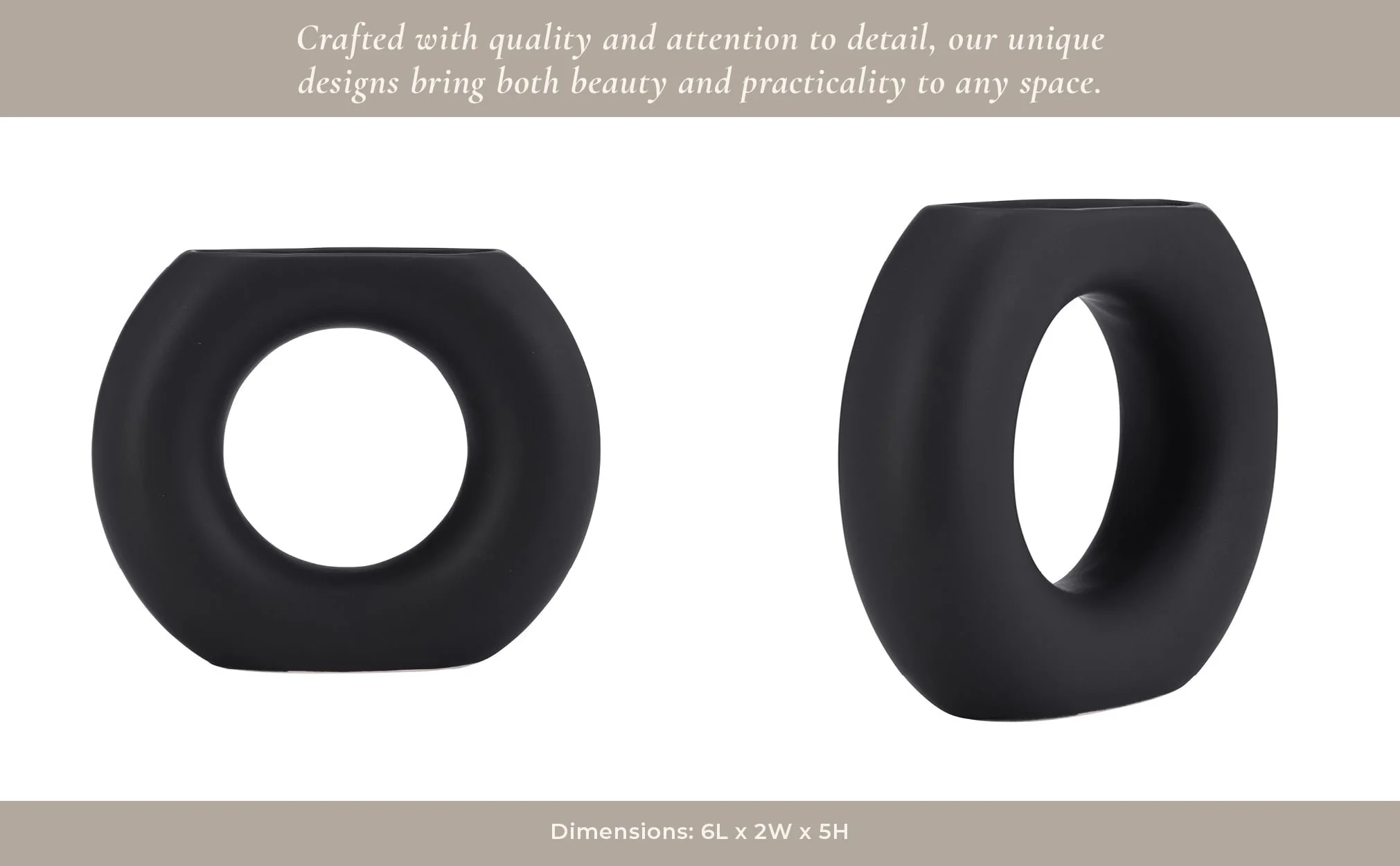 Cer, 5" Donut Vase, Black - Image 12