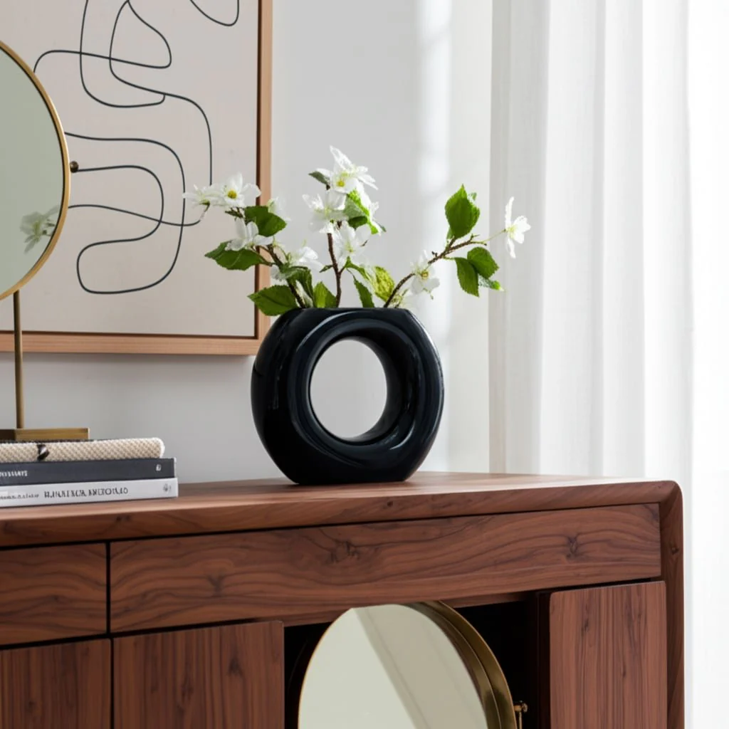 Cer, 5" Donut Vase, Navy - Image 10