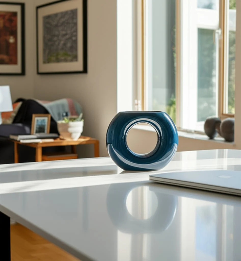 Cer, 5" Donut Vase, Navy - Image 11