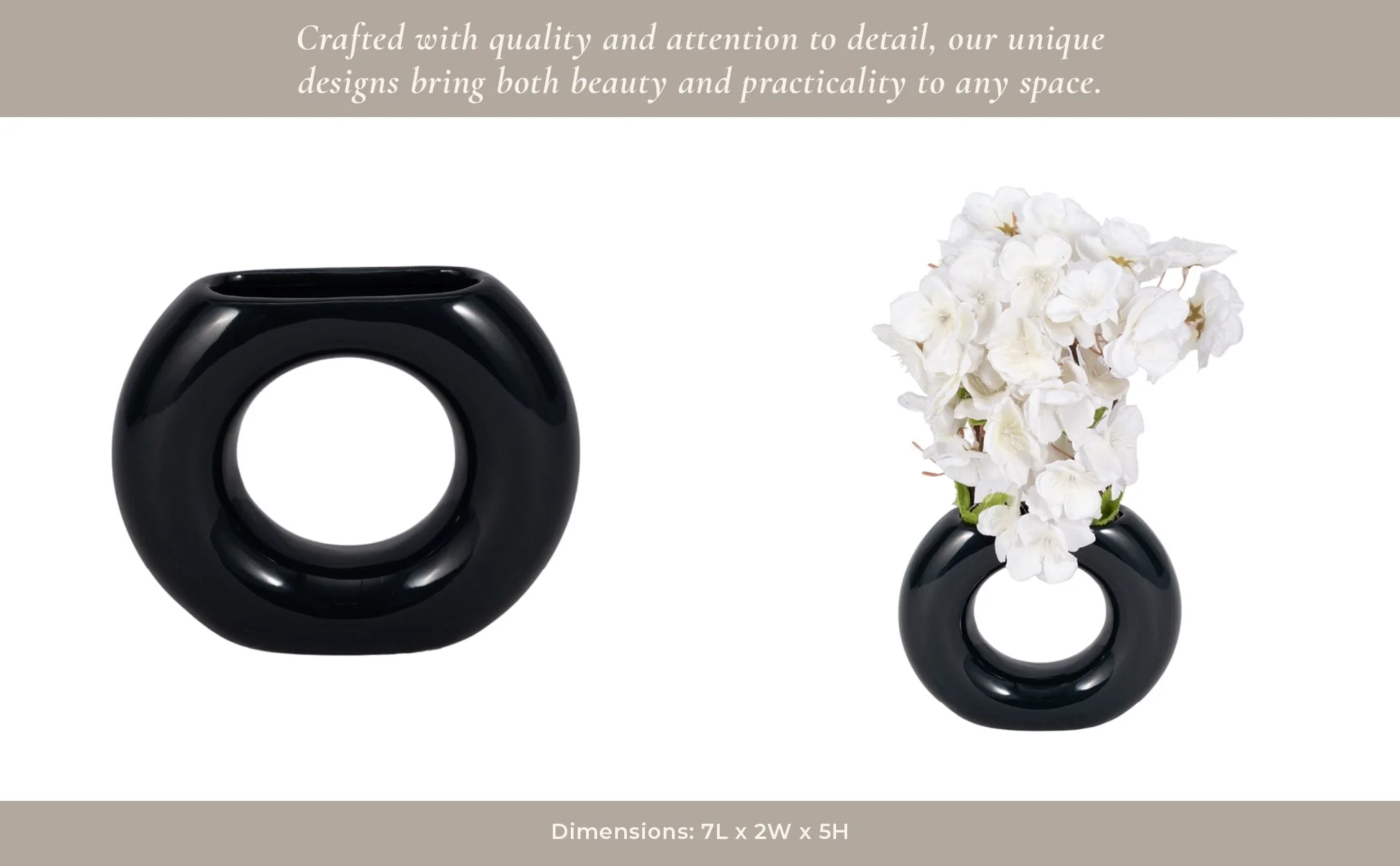 Cer, 5" Donut Vase, Navy - Image 12