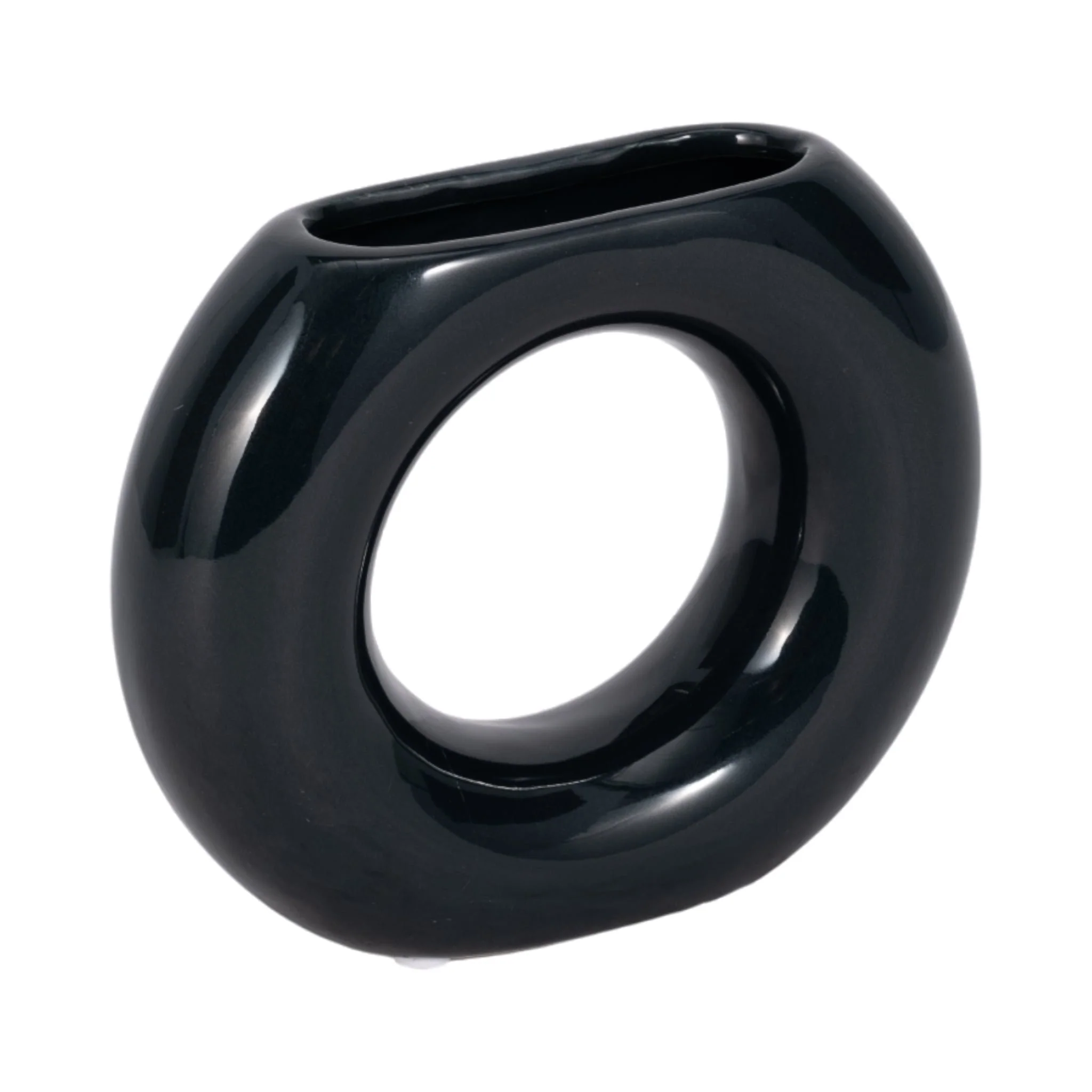 Cer, 5" Donut Vase, Navy - Image 3