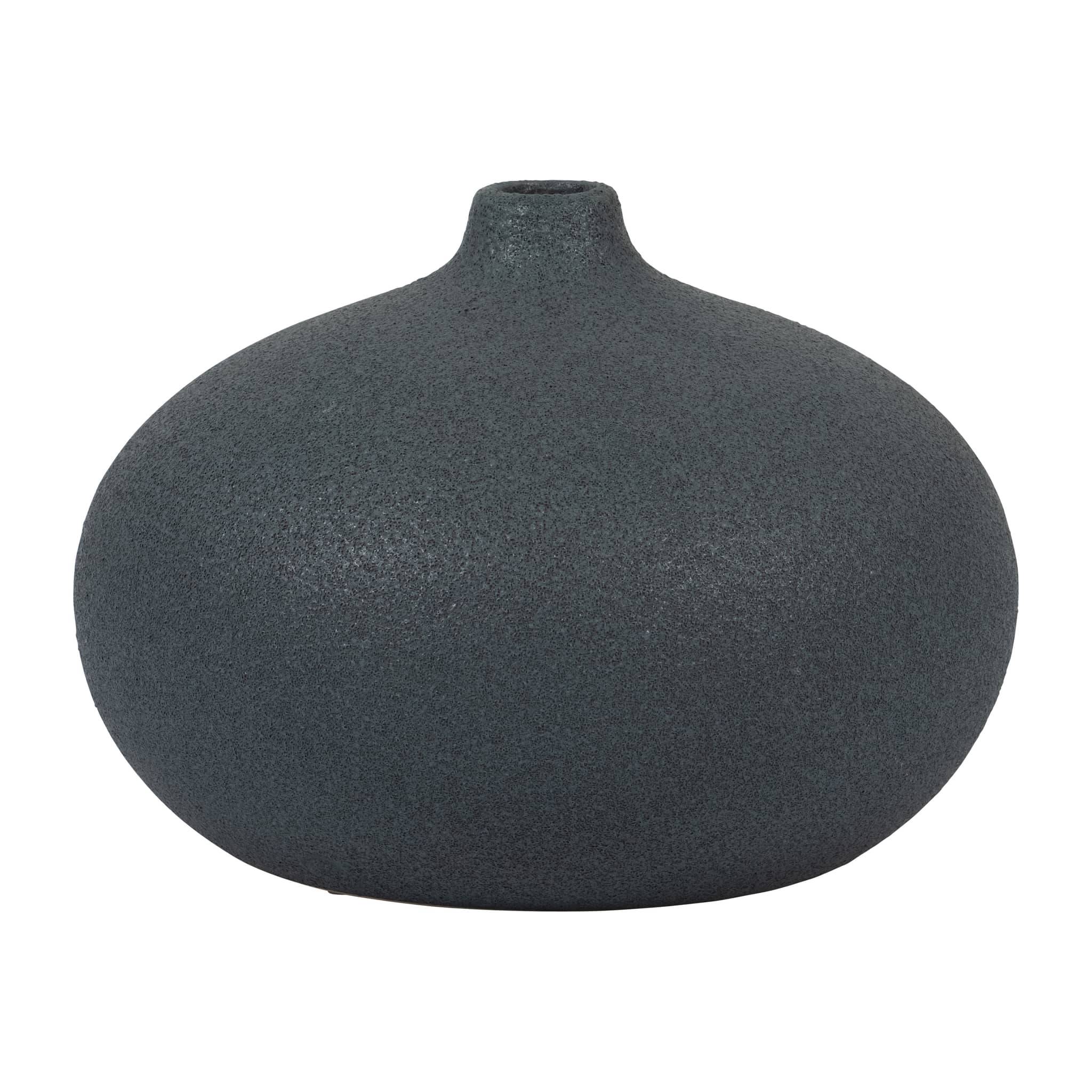 Cer, 5" Round Volcanic Vase, Denim Navy Blue - Image 2