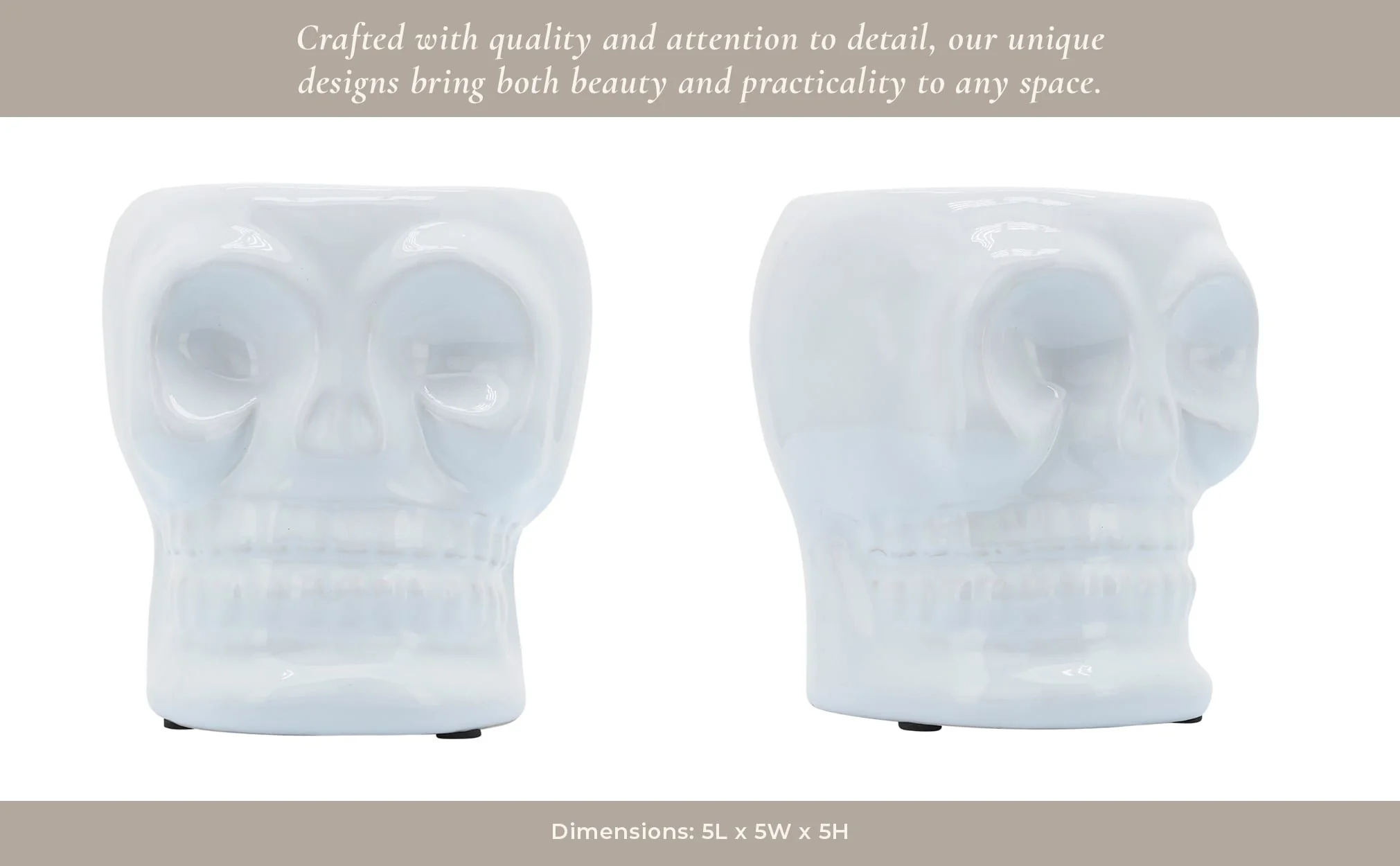 Cer, 5" Skull Vase, White - Image 13