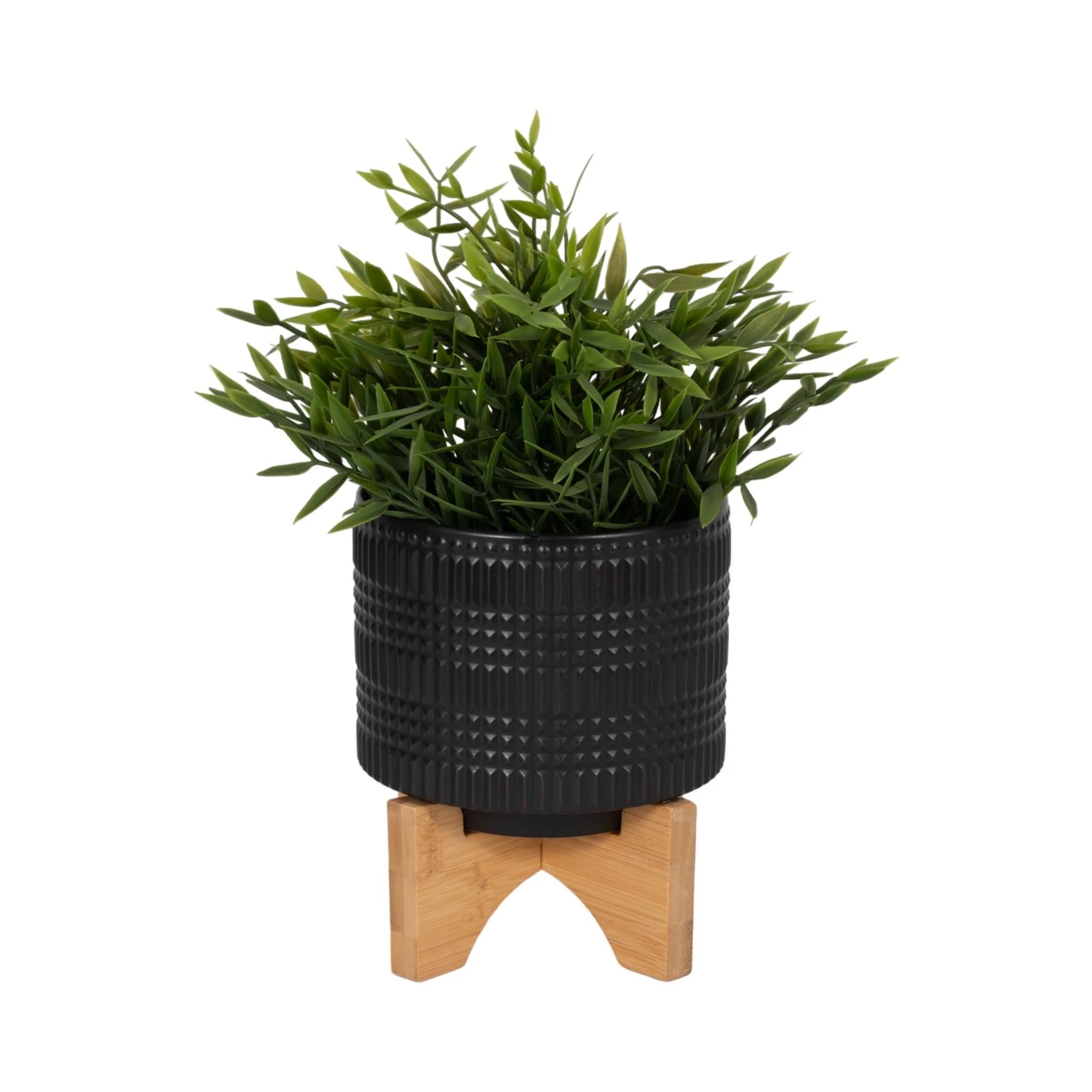 Cer, 5" Tribal Planter W/ Stand, Black - Image 2