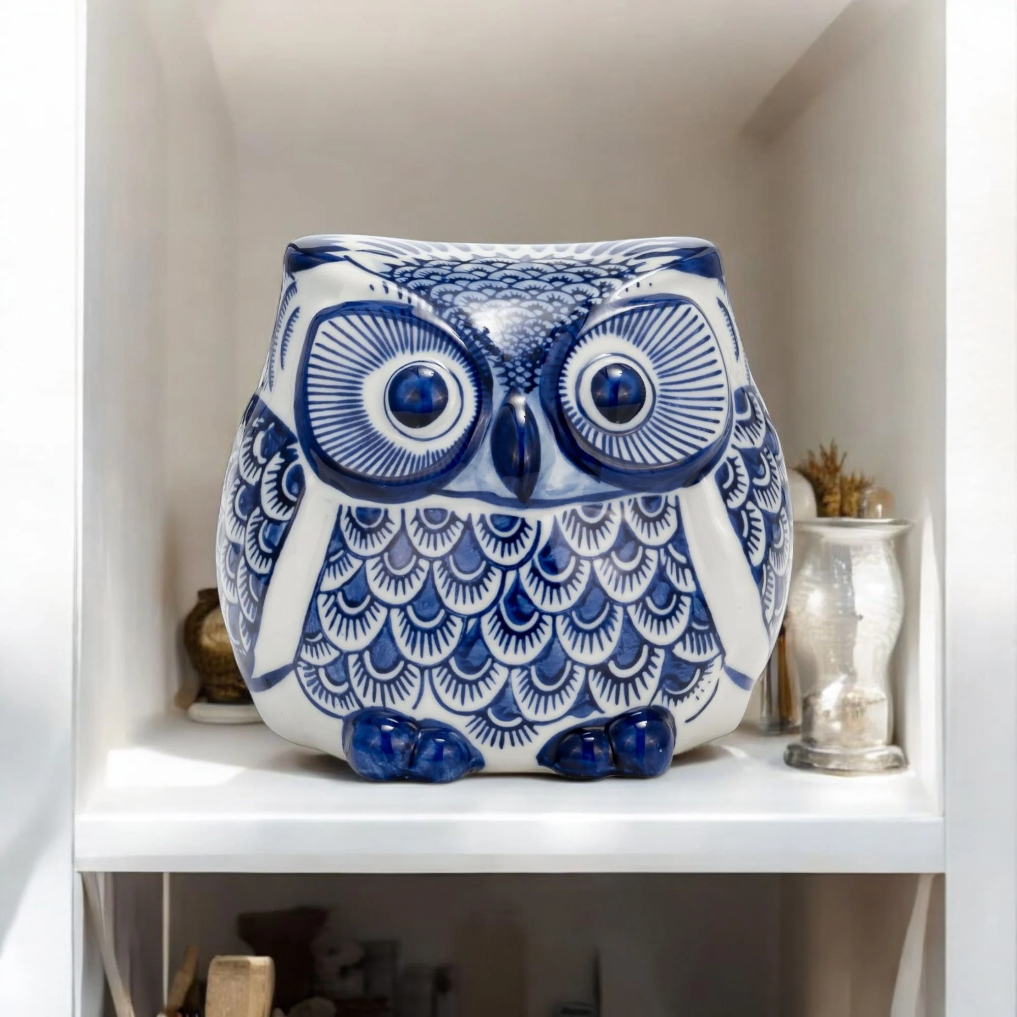 Cer, 5"h Chinoiserie Owl, Blue/white - Image 10