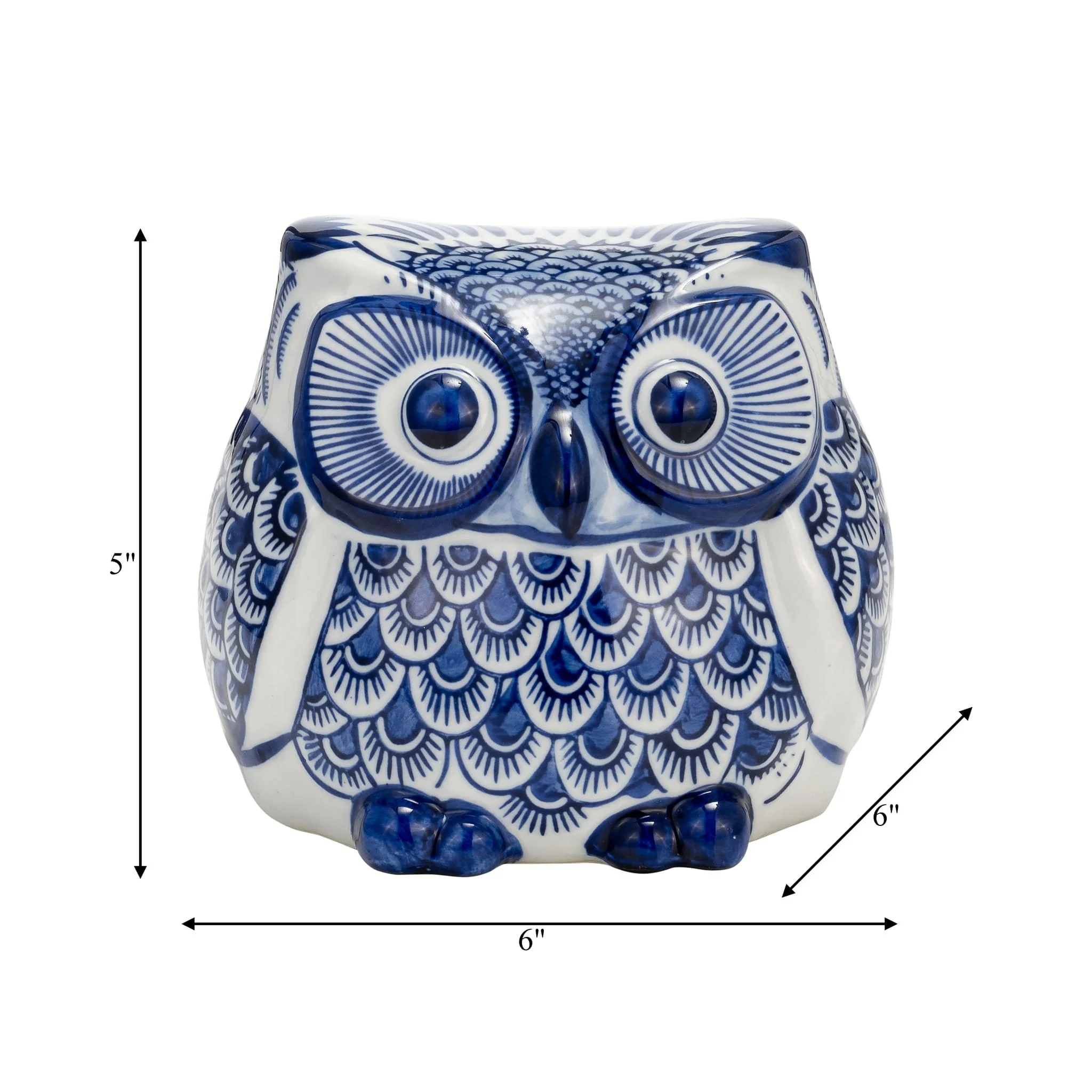 Cer, 5"h Chinoiserie Owl, Blue/white - Image 7