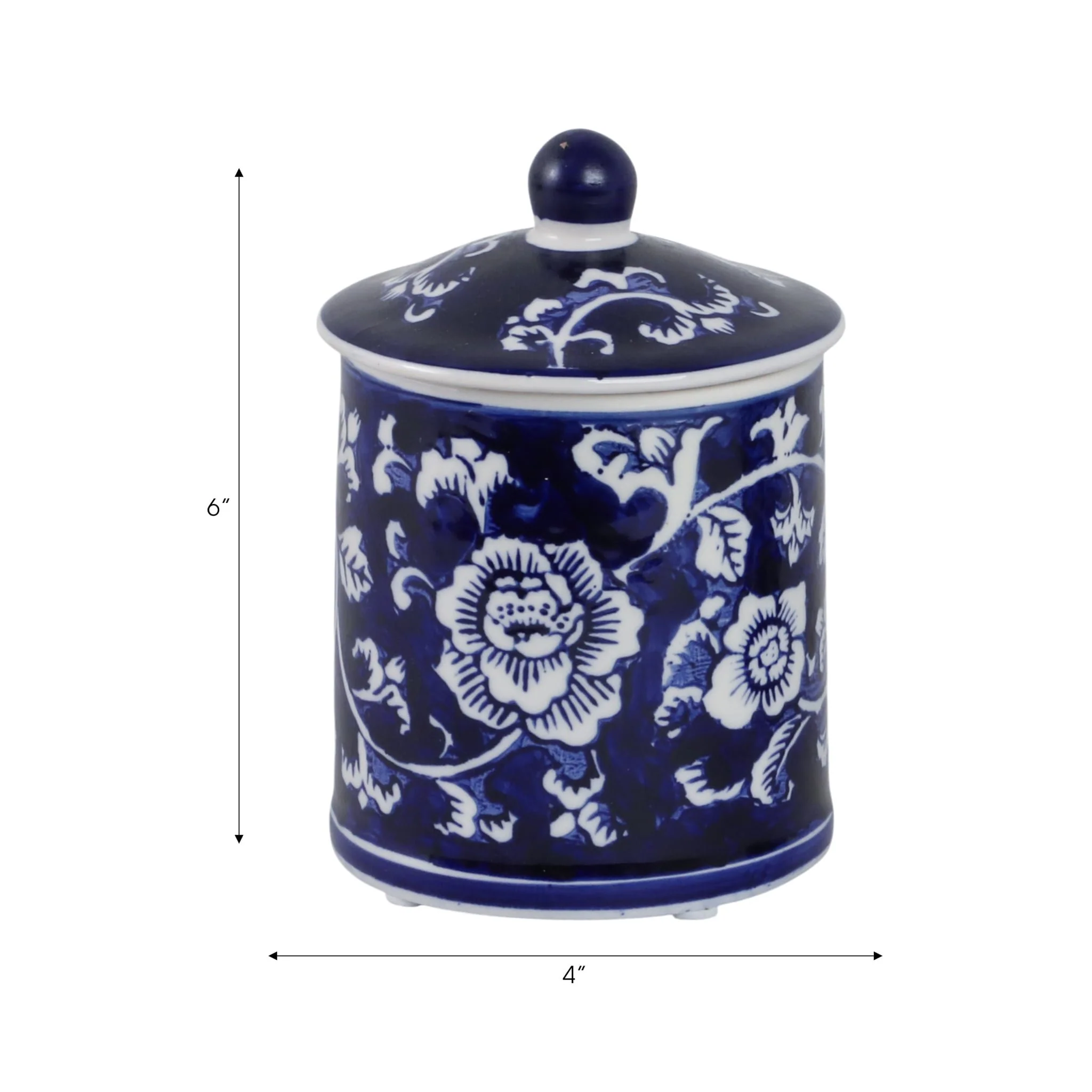 Cer, 6" 8oz Chinoiserie Scntd Candle W/lid,blu/wht - Image 7