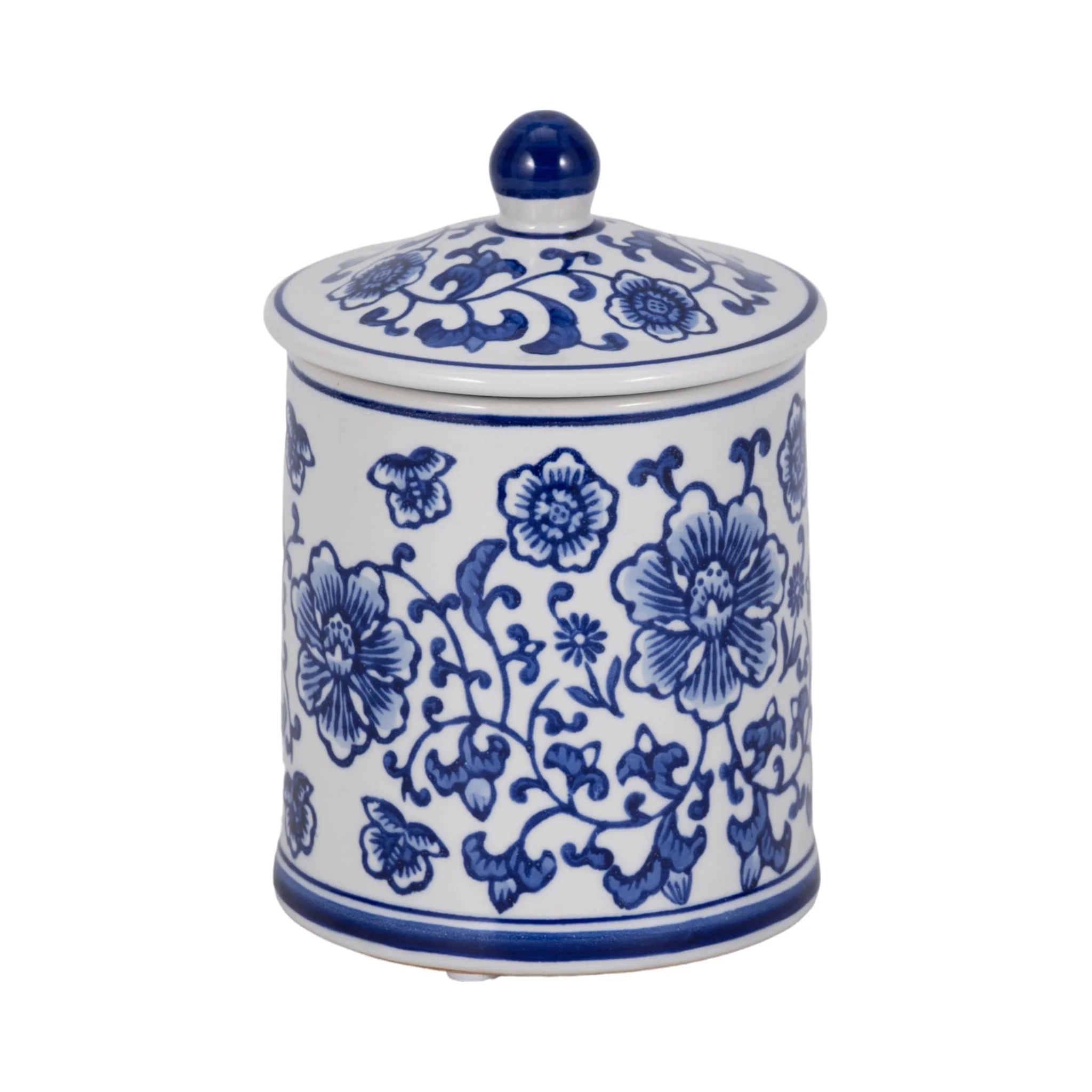 Cer, 6" 8oz Chinoiserie Scntd Candle W/lid,wht/blu - Image 3
