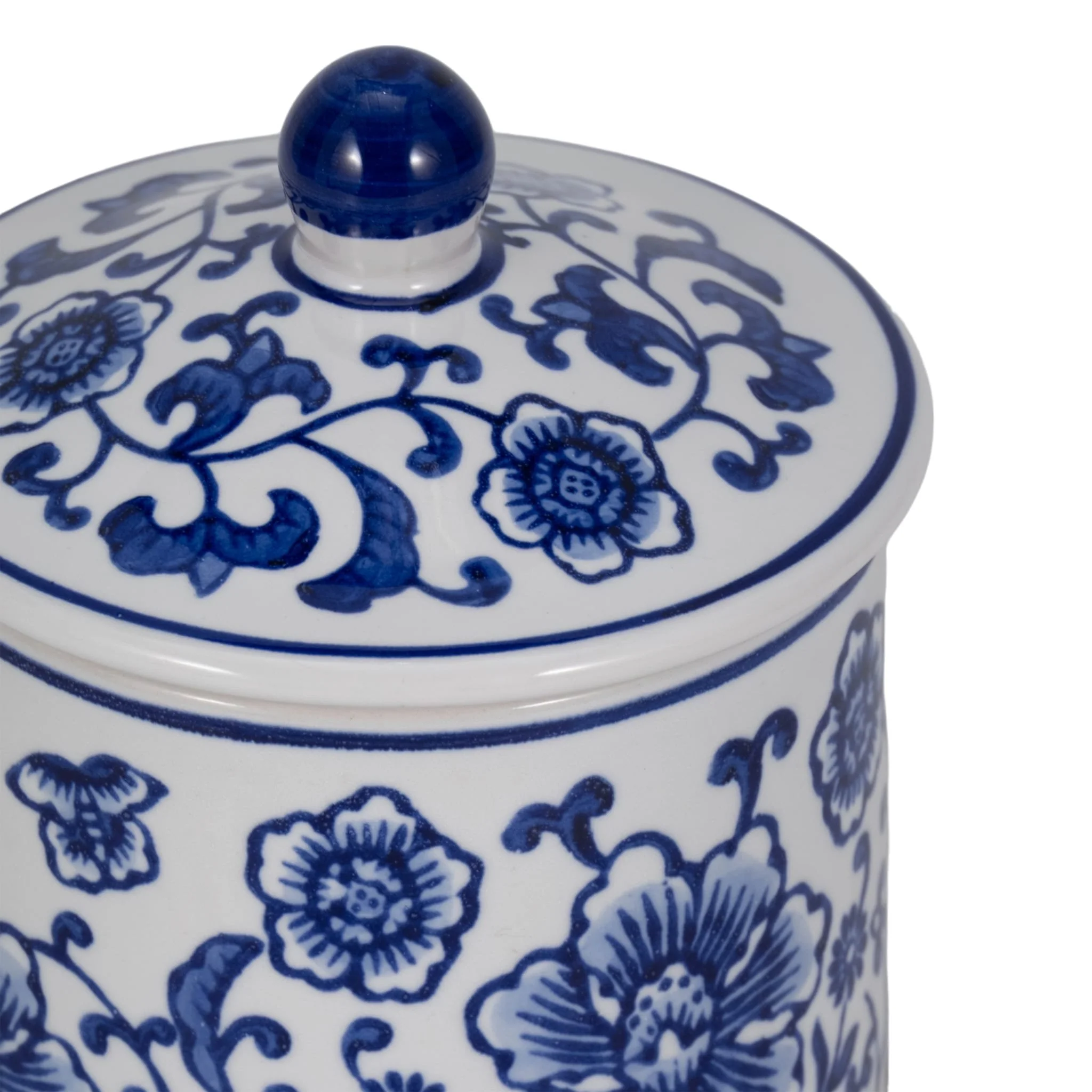 Cer, 6" 8oz Chinoiserie Scntd Candle W/lid,wht/blu - Image 4