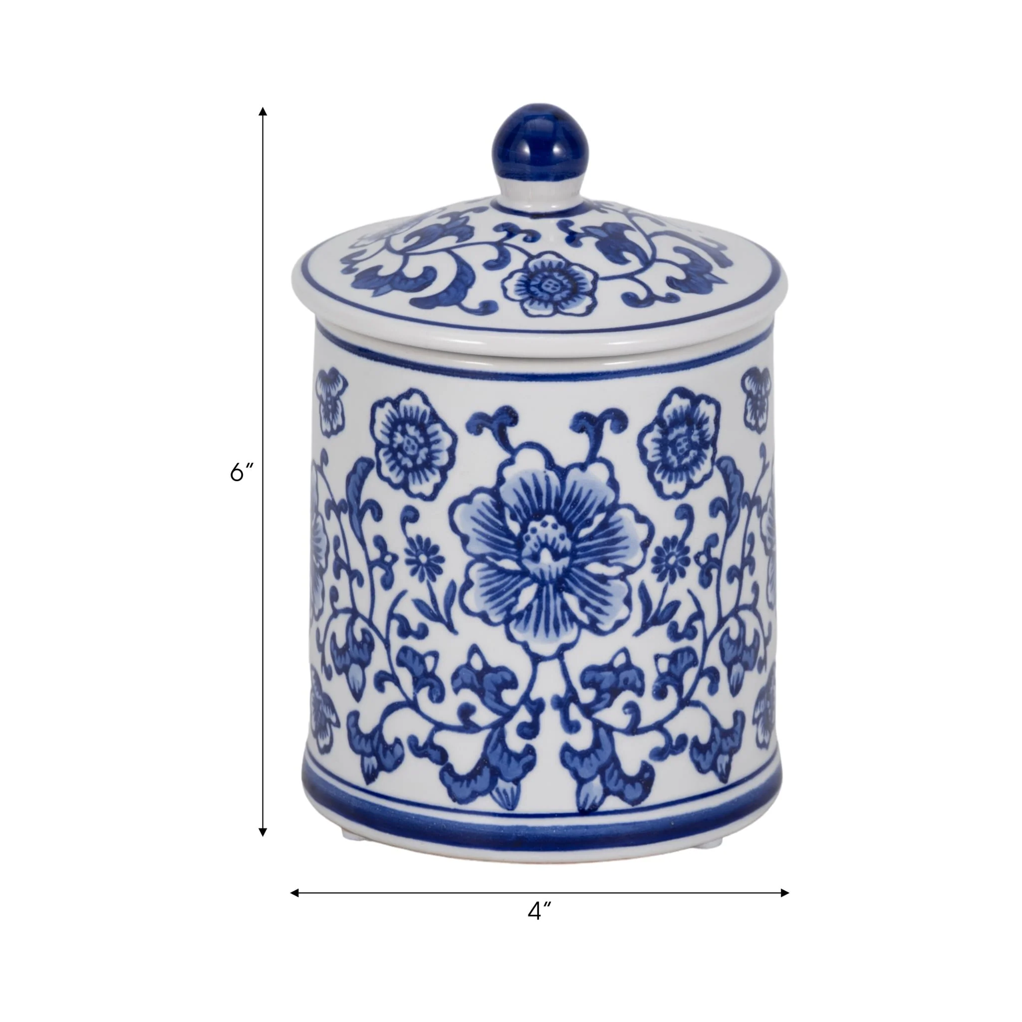 Cer, 6" 8oz Chinoiserie Scntd Candle W/lid,wht/blu - Image 7