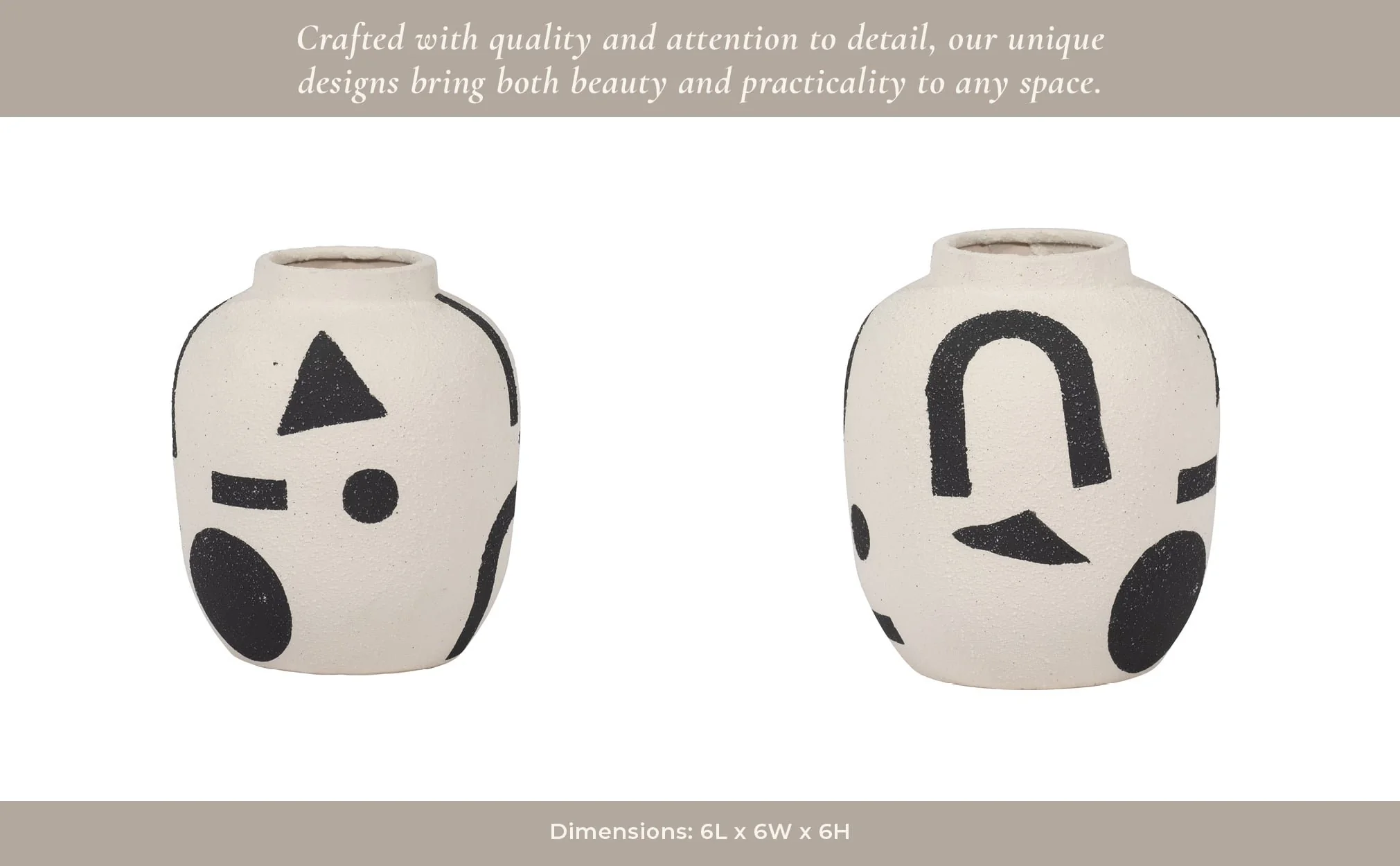 Cer, 6" Funky Bulbous Vase, Ivory/black - Image 12