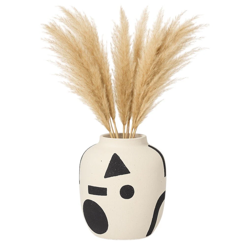 Cer, 6" Funky Bulbous Vase, Ivory/black - Image 2
