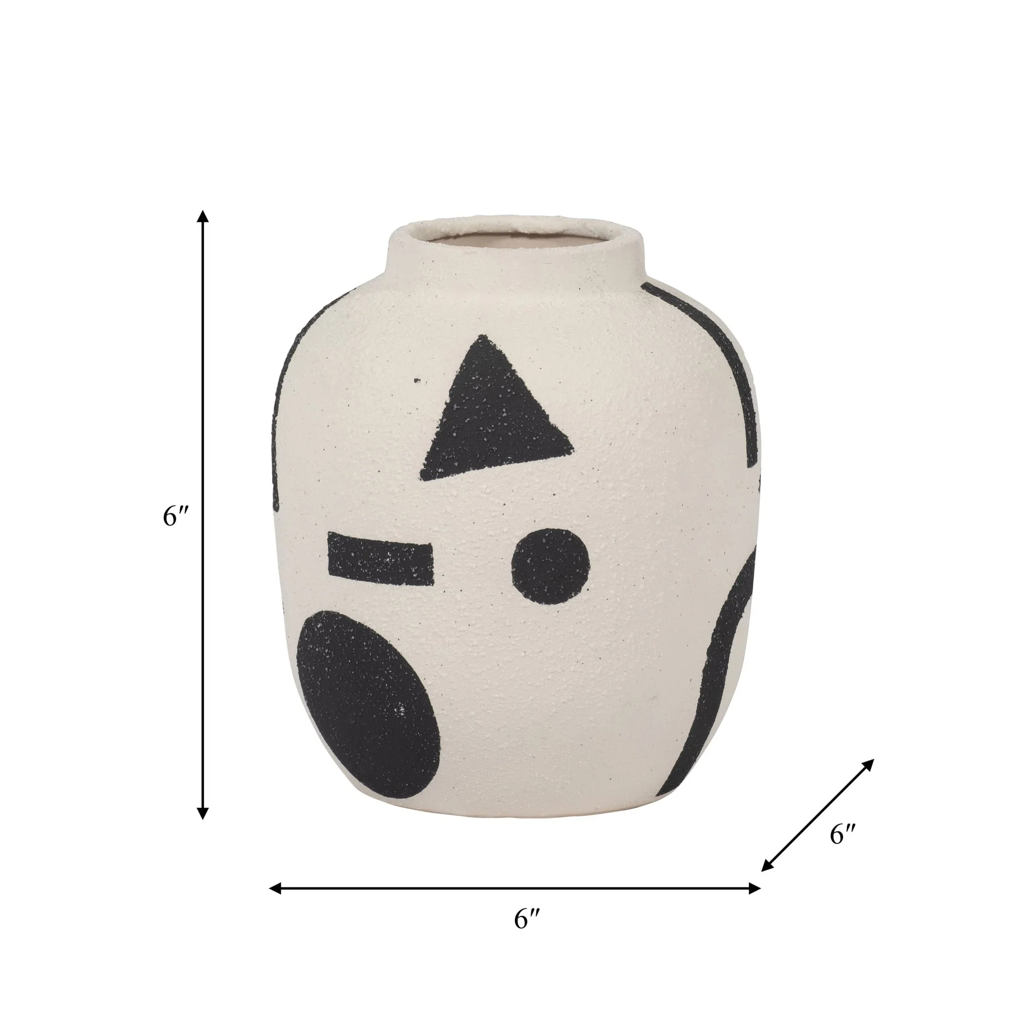 Cer, 6" Funky Bulbous Vase, Ivory/black - Image 8